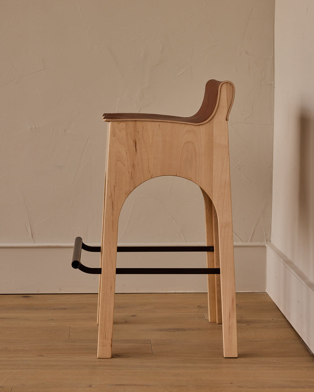 Lostine - Jack Leather and Wood Stool