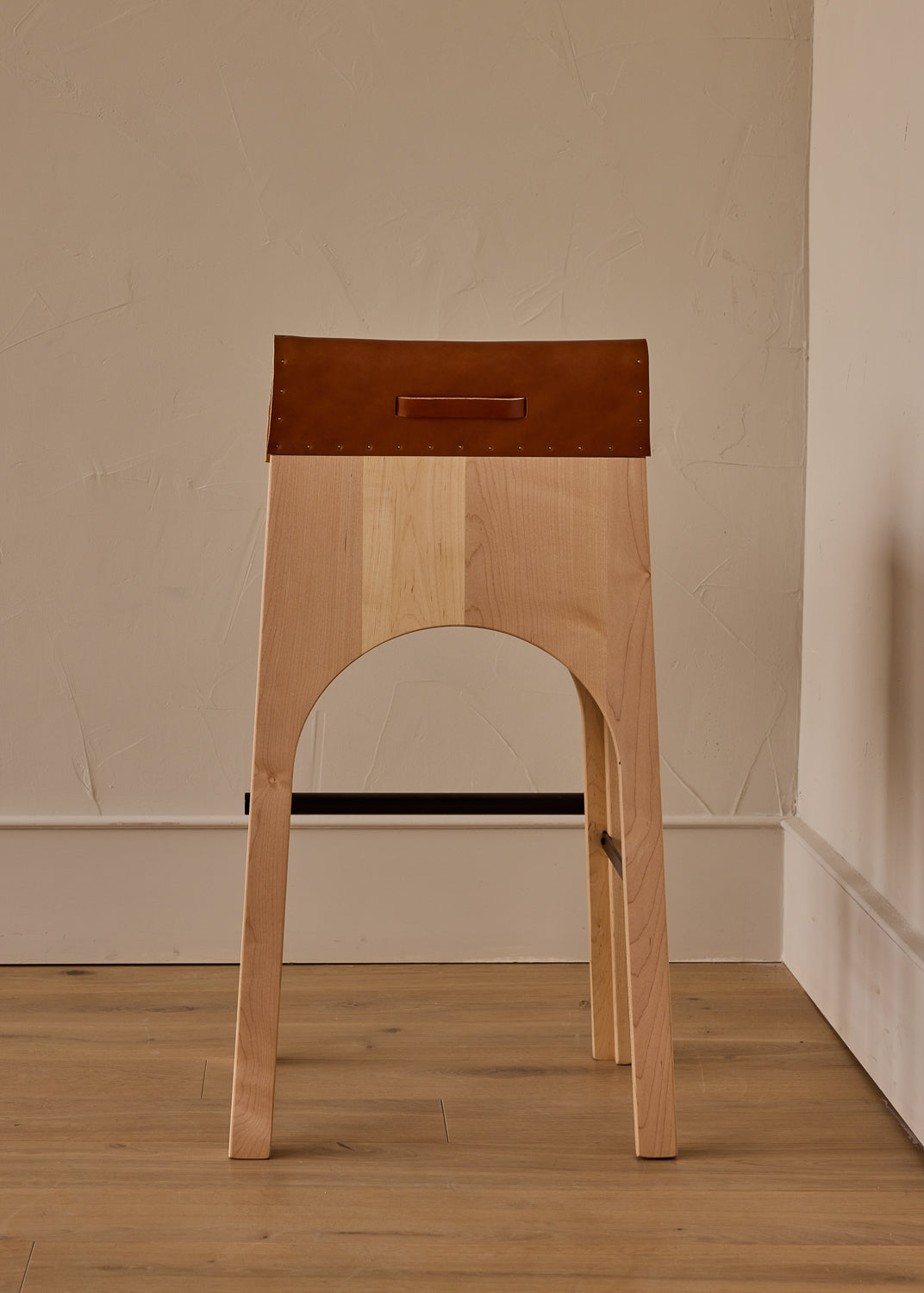 Lostine - Jack Leather and Wood Stool - Tan