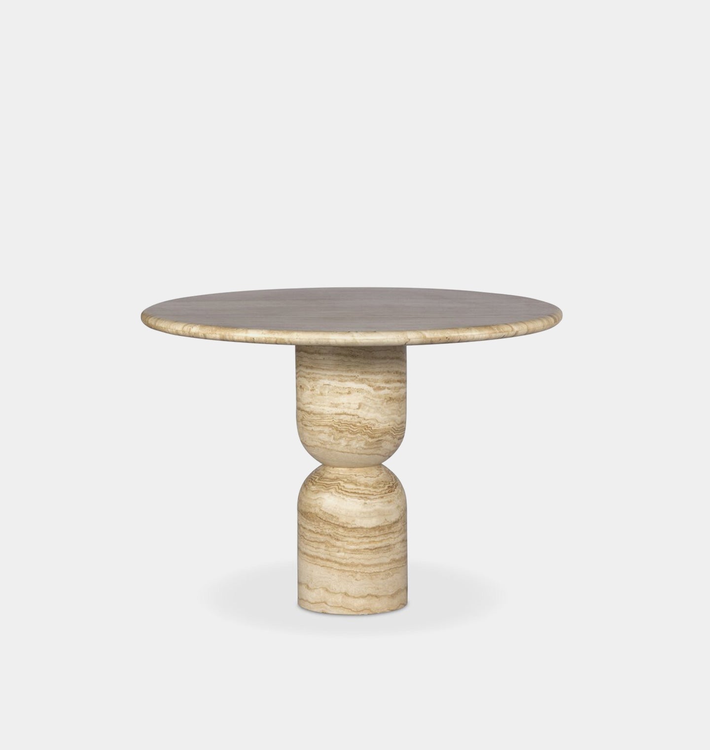 Amber Interiors - Figueroa Round Travertine Dining Table