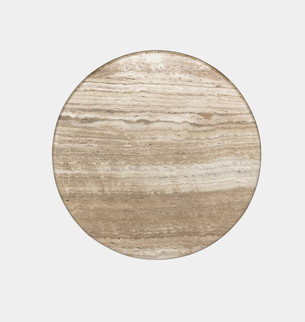Amber Interiors - Figueroa Round Travertine Dining Table