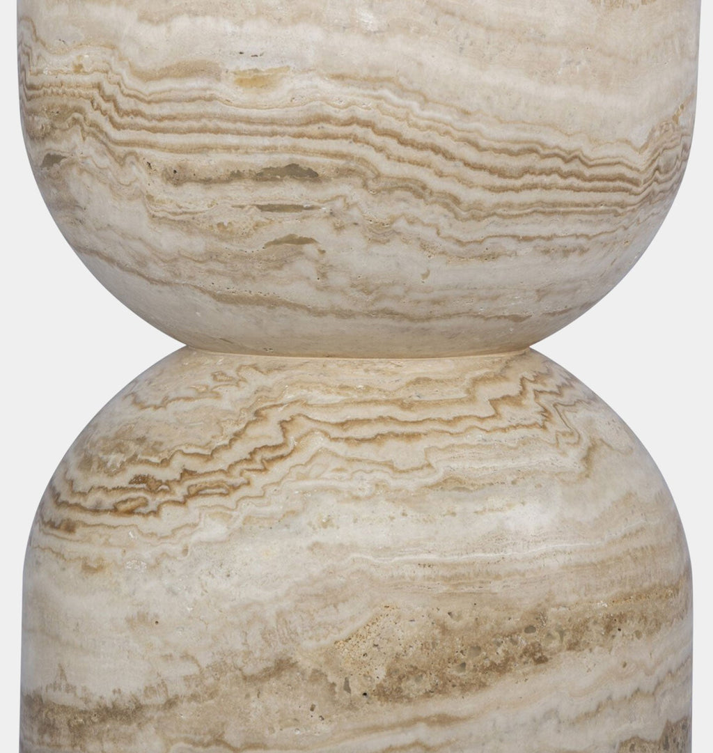 Amber Interiors - Figueroa Round Travertine Dining Table