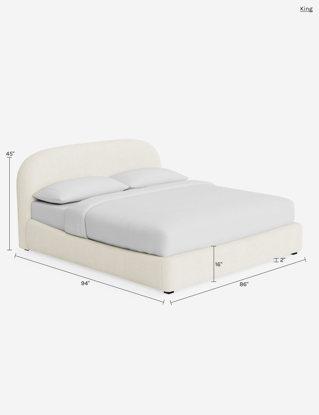 Lulu and Georgia - Open Box: Neve Platform Bed, Cotton Luxe Boucle King by Aimee Song