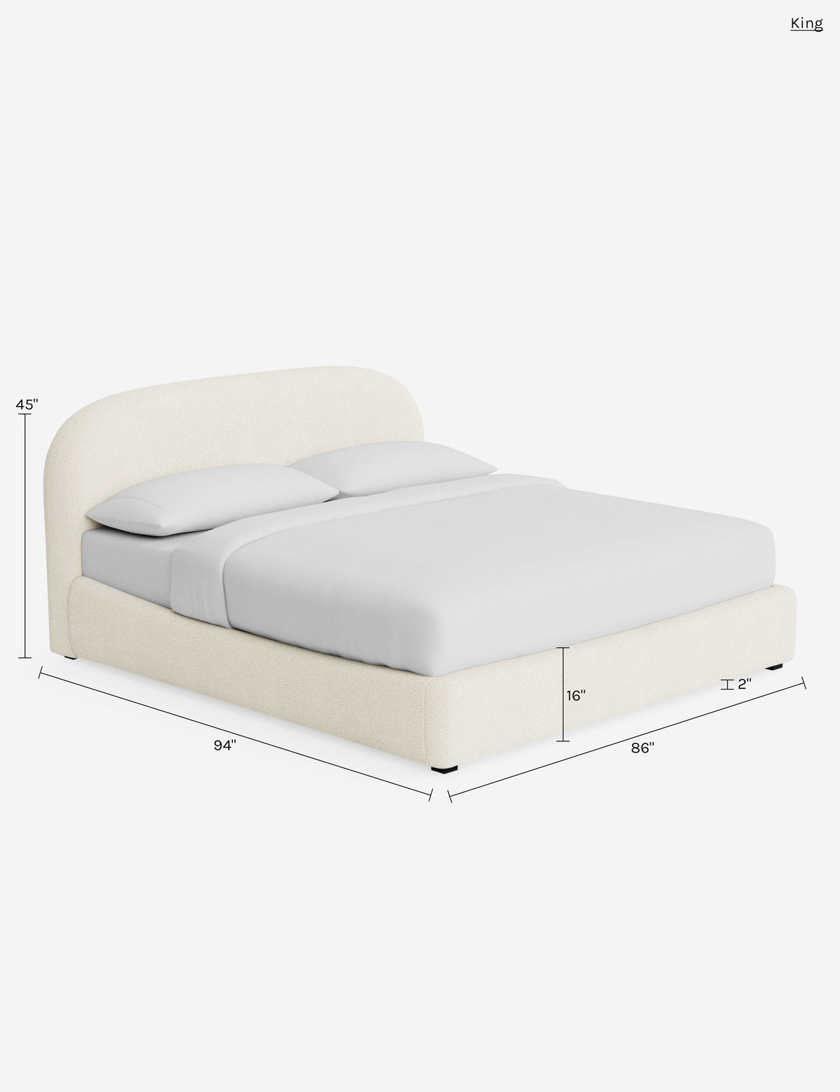 Lulu and Georgia - Open Box: Neve Platform Bed, Cotton Luxe Boucle King by Aimee Song