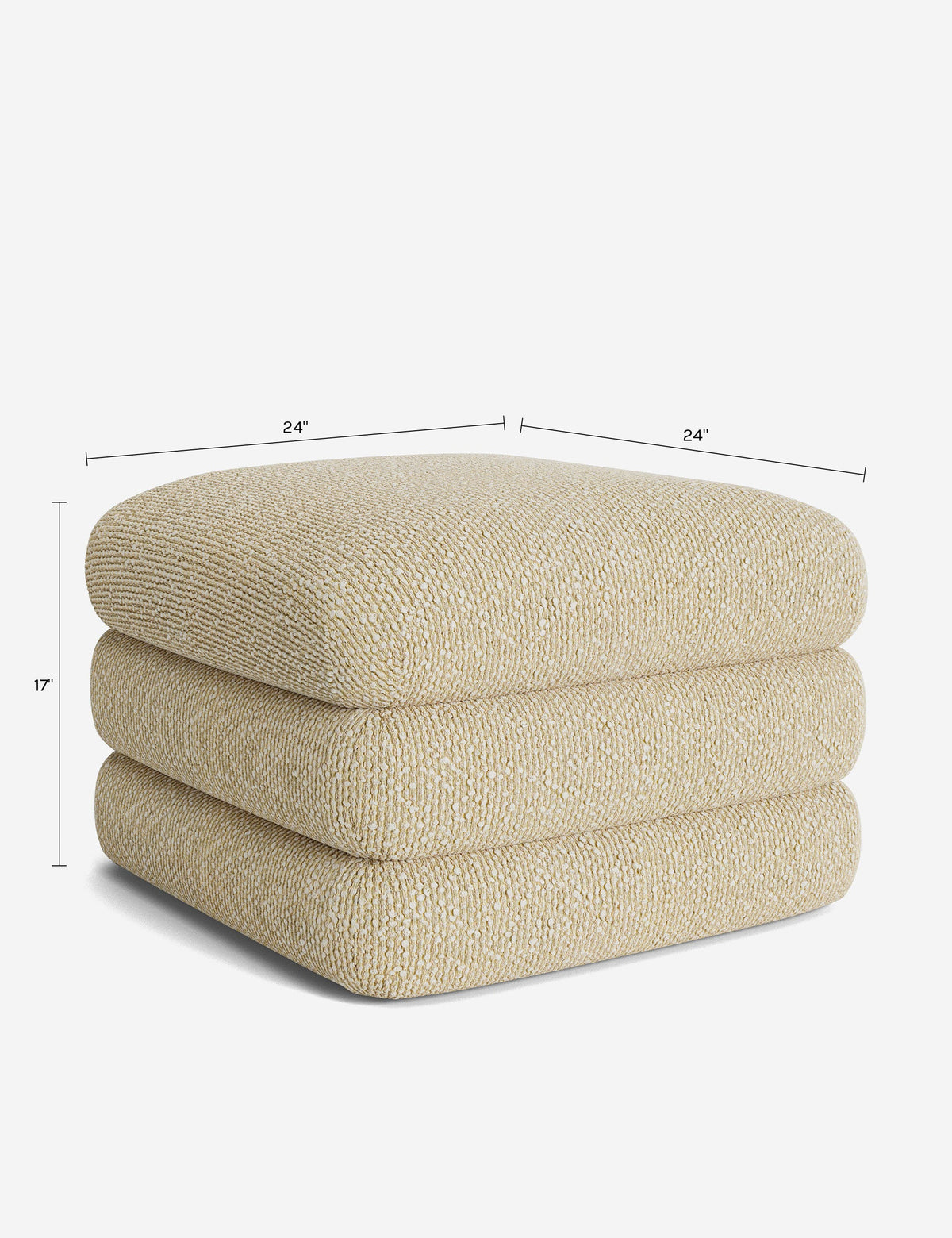 Lulu and Georgia - Open Box: Babs Ottoman, Ivory Basket Boucle by Sarah Sherman Samuel