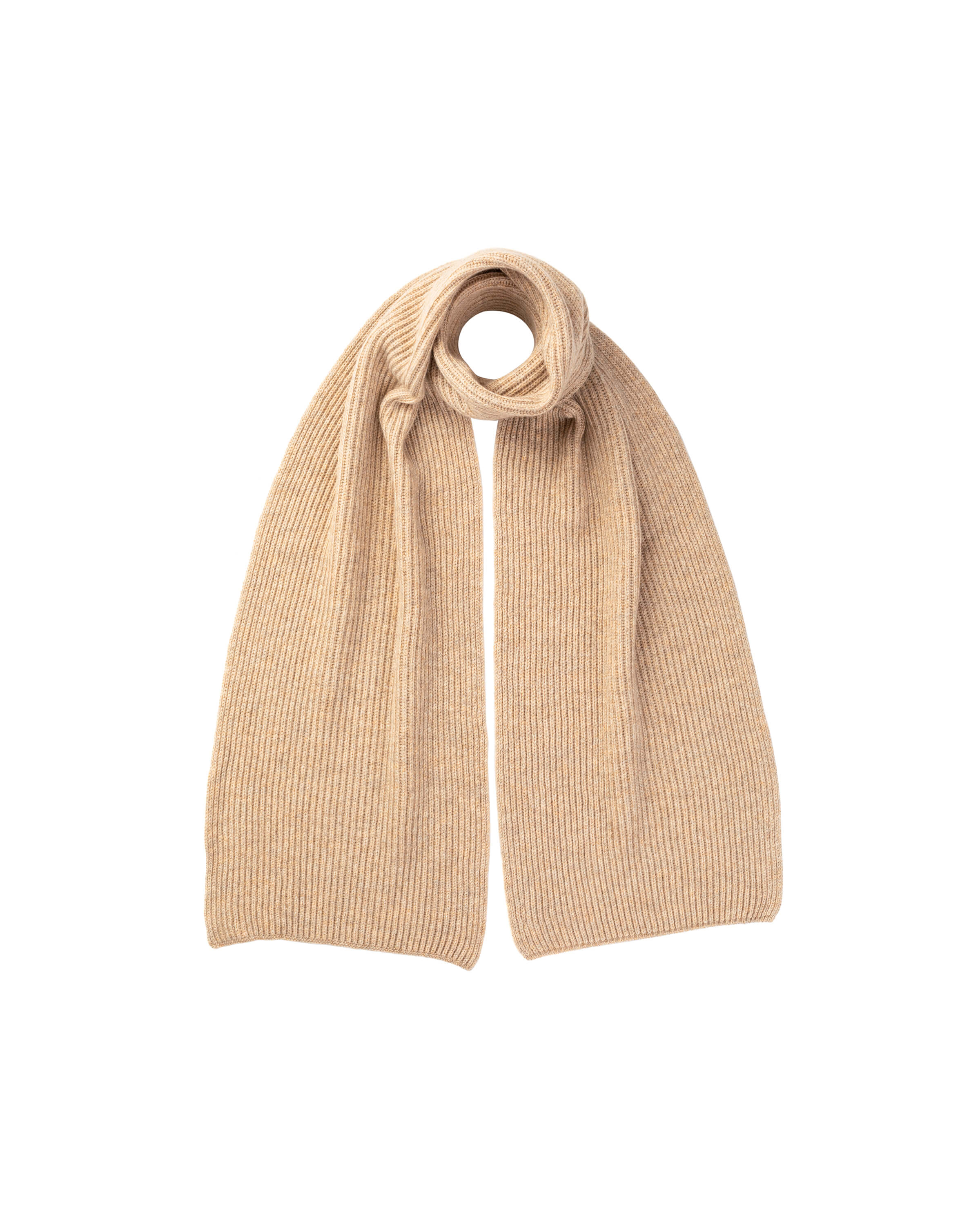 Johnstons of Elgin - Ribbed Cashmere Natural Scarf & Beanie Gift Set