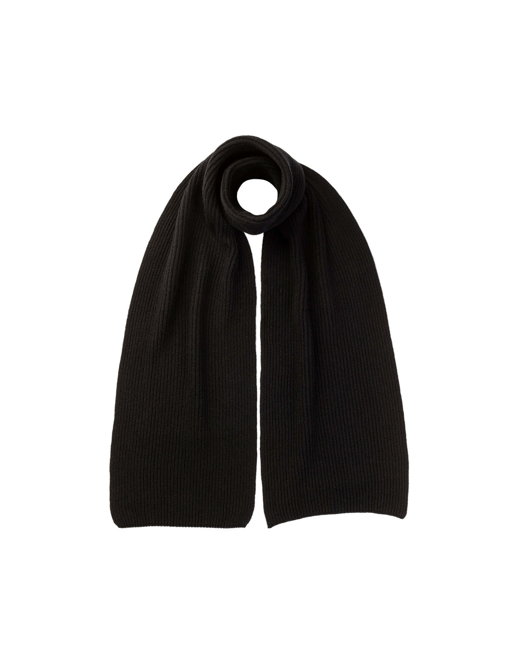 Johnstons of Elgin - Ribbed Cashmere Black Scarf & Beanie Gift Set