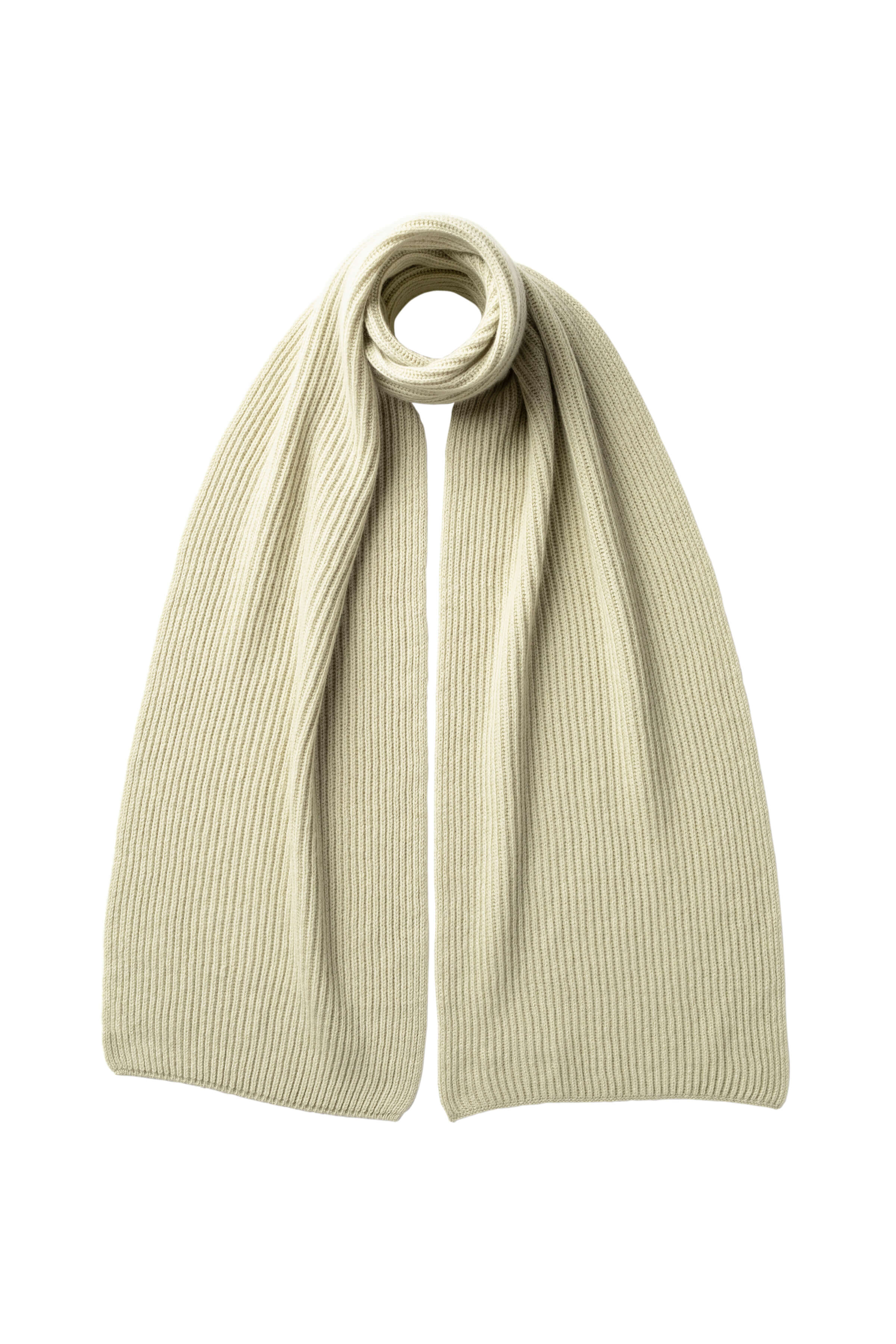 Johnstons of Elgin - Ribbed Light Green Cashmere Scarf