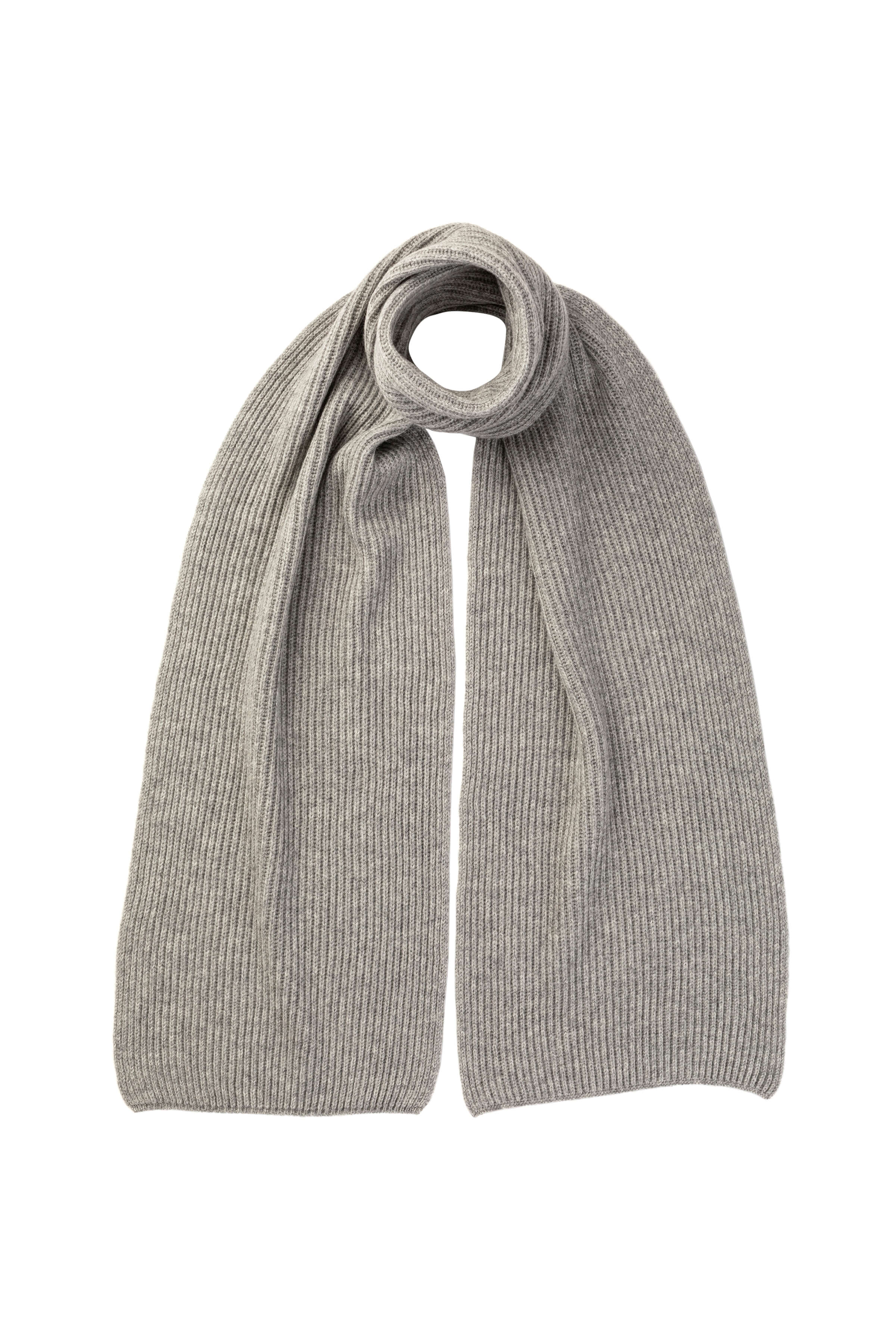 Johnstons of Elgin - Light Grey Cashmere Ribbed Scarf