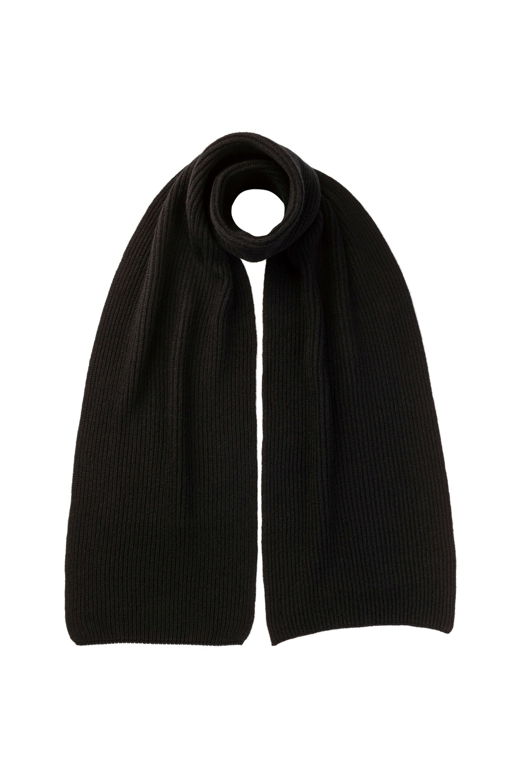 Johnstons of Elgin - Black Cashmere Ribbed Scarf