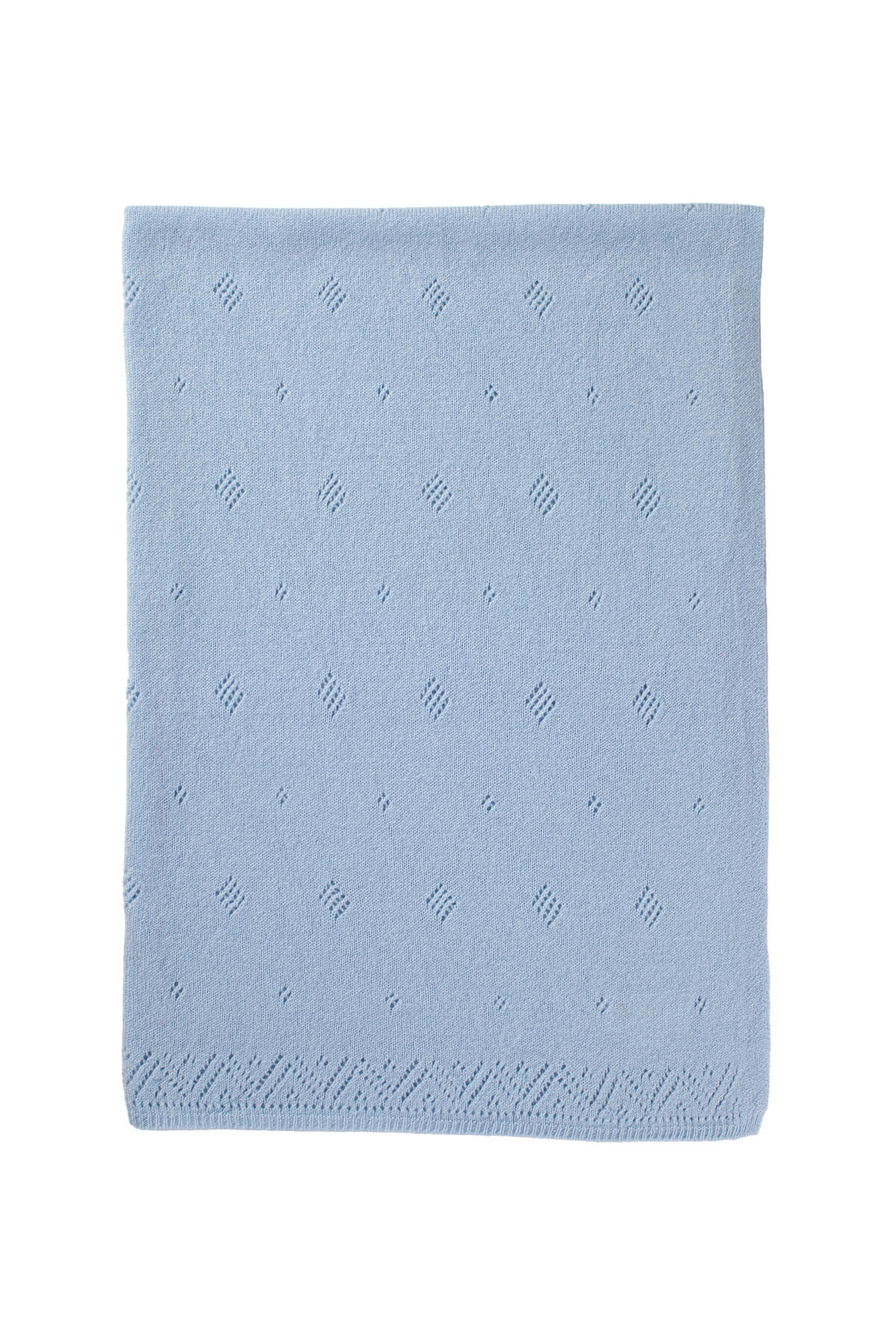 Johnstons of Elgin - Pointelle Blue Cashmere Baby Blanket