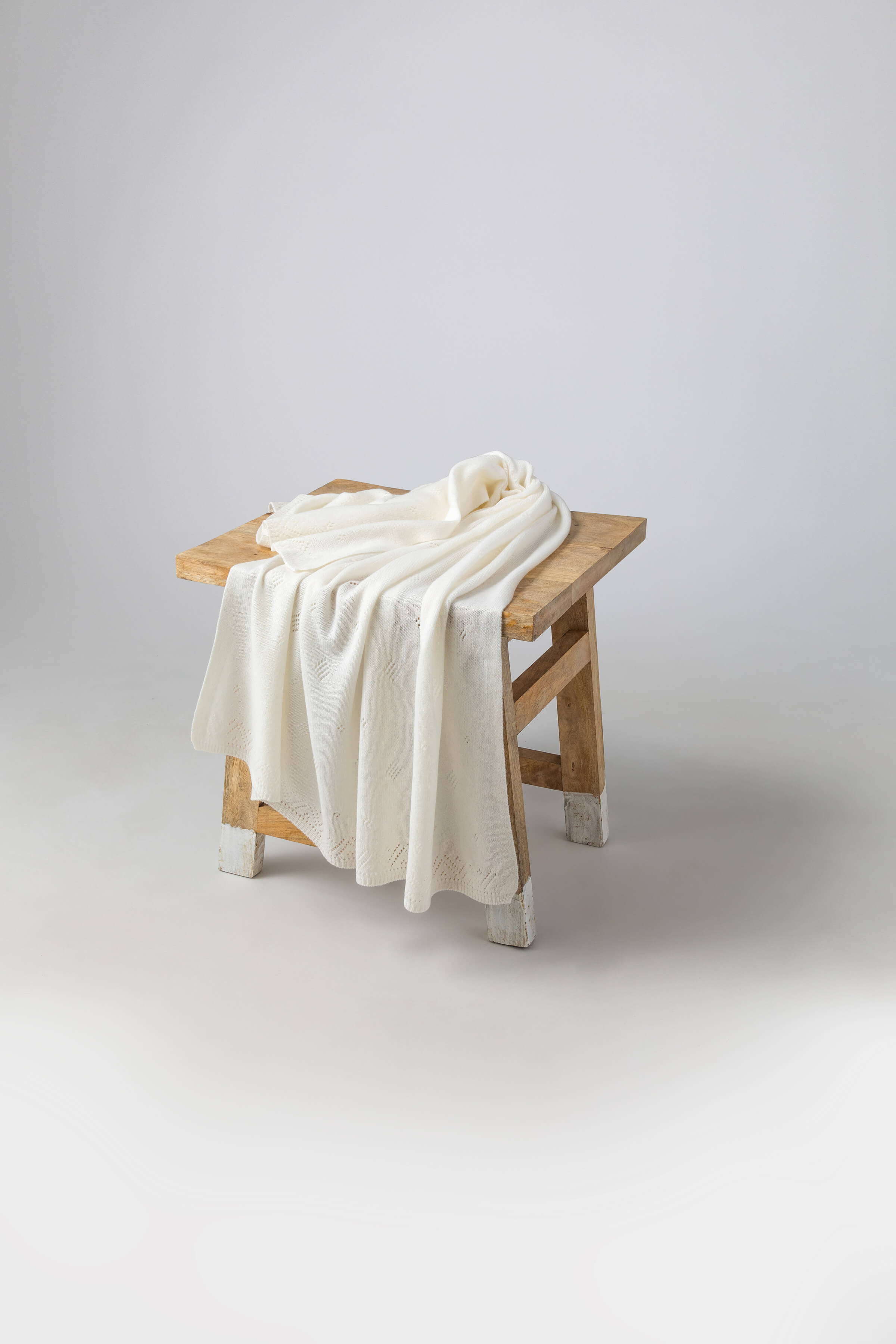 Johnstons of Elgin - Pointelle White Cashmere Baby Blanket