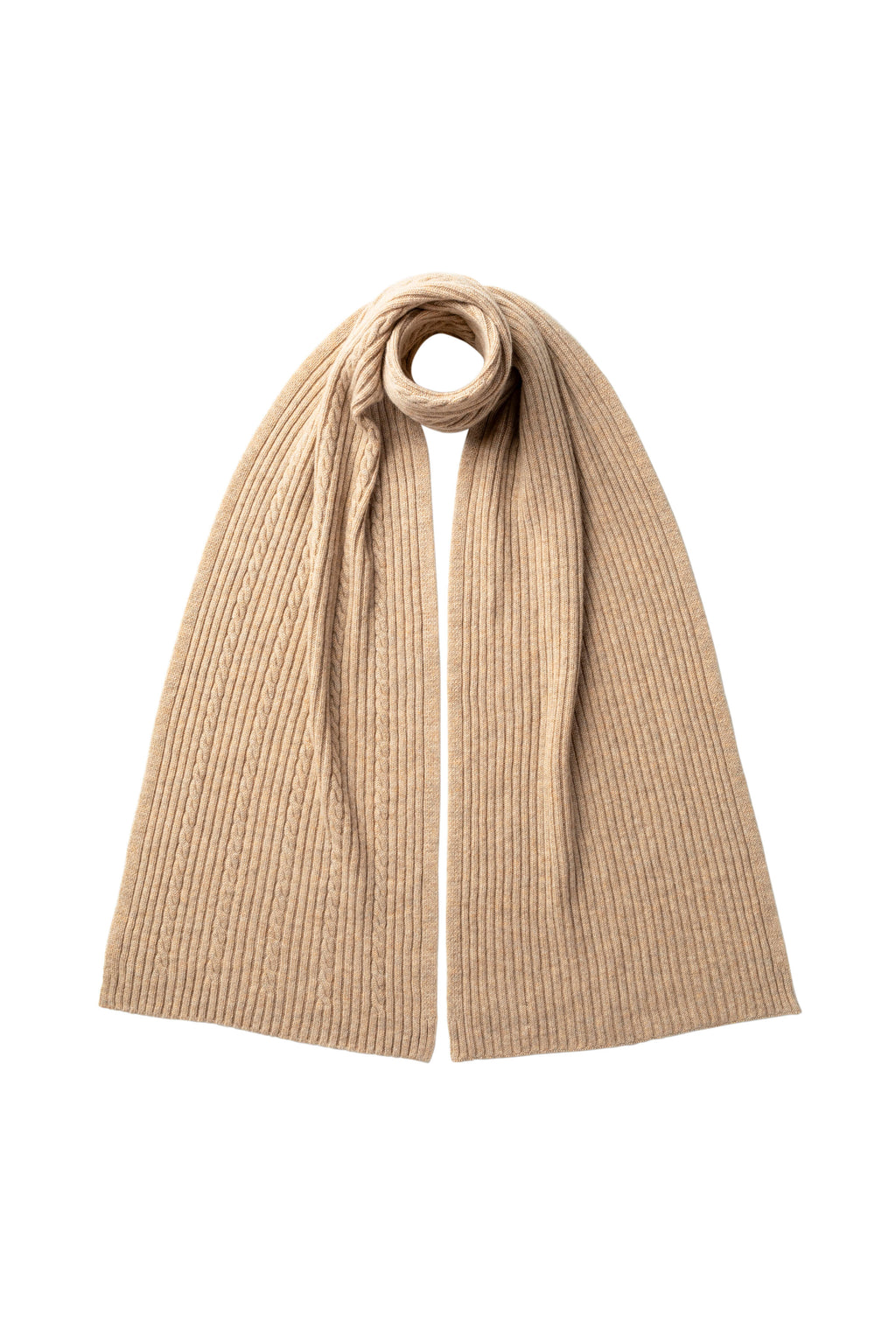 Johnstons of Elgin - Cable Cashmere Natural Scarf & Beanie Gift Set