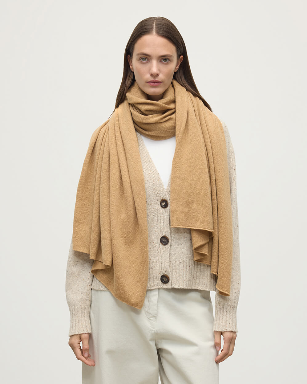 Johnstons of Elgin - Gauzy Cashmere Camel Travel Stole