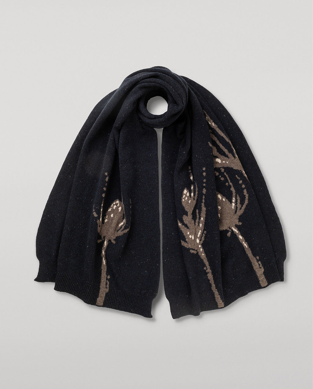 Johnstons of Elgin - Wild Thistle Intarsia Blue Cashmere Wrap