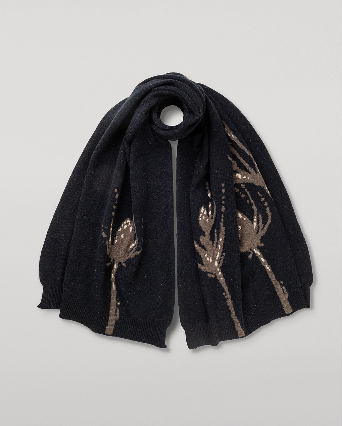 Johnstons of Elgin - Wild Thistle Intarsia Blue Cashmere Wrap
