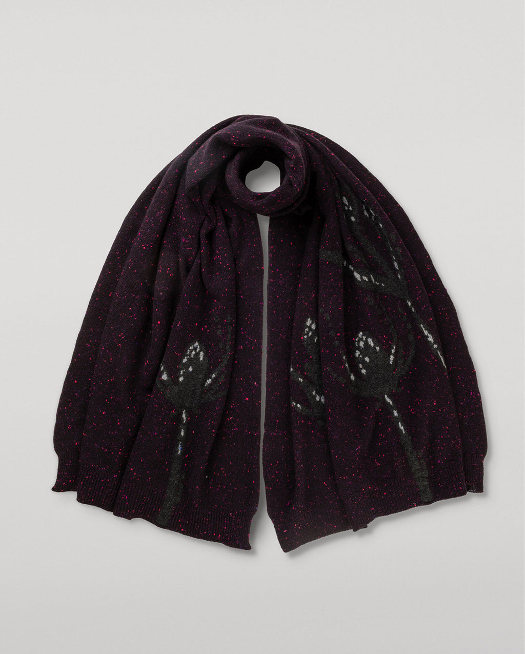 Johnstons of Elgin - Wild Thistle Intarsia Purple Cashmere Wrap