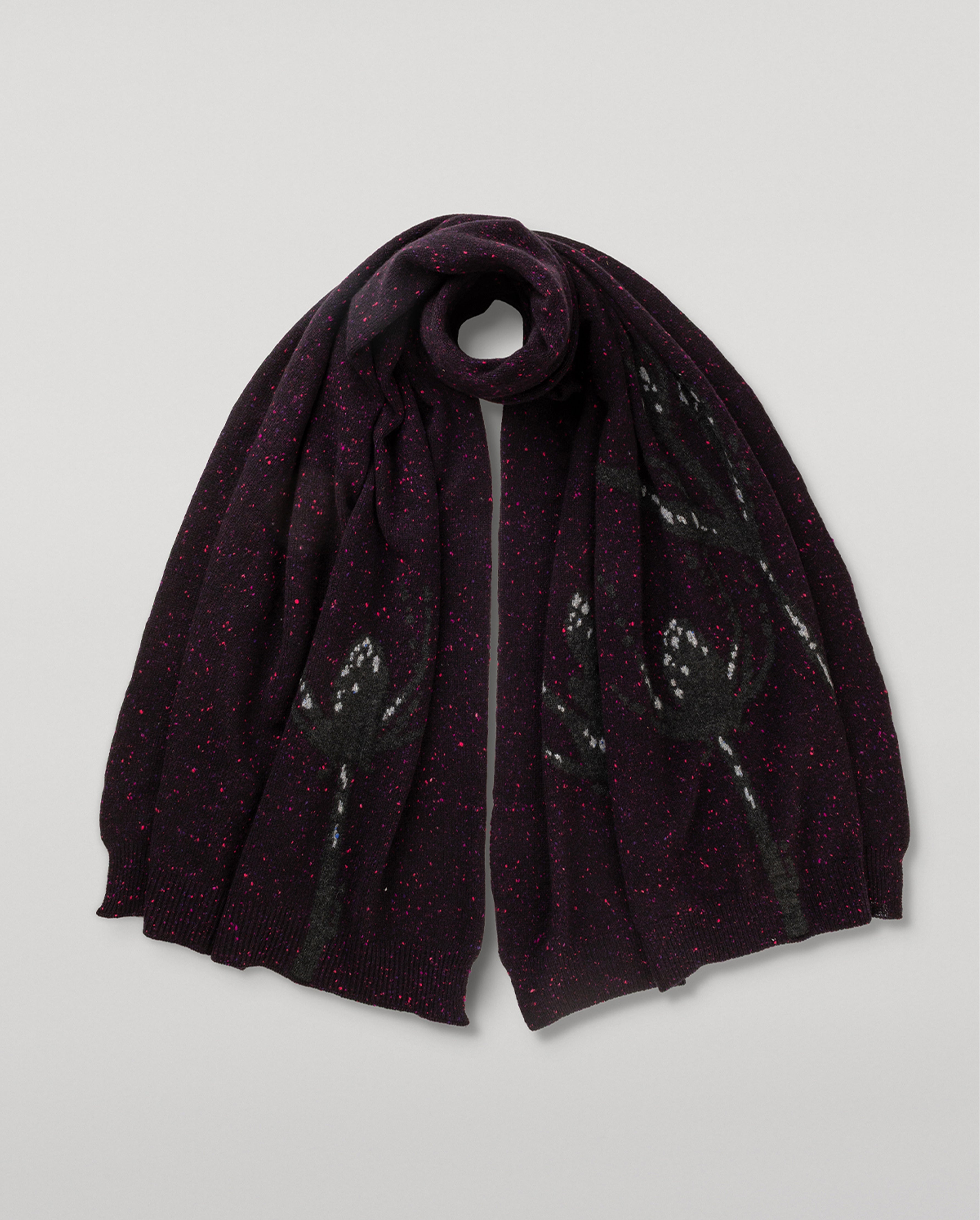 Johnstons of Elgin - Wild Thistle Intarsia Purple Cashmere Wrap