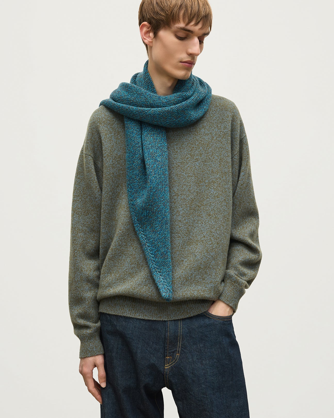 Johnstons of Elgin - Keill Blue Marl Cashmere Triangle