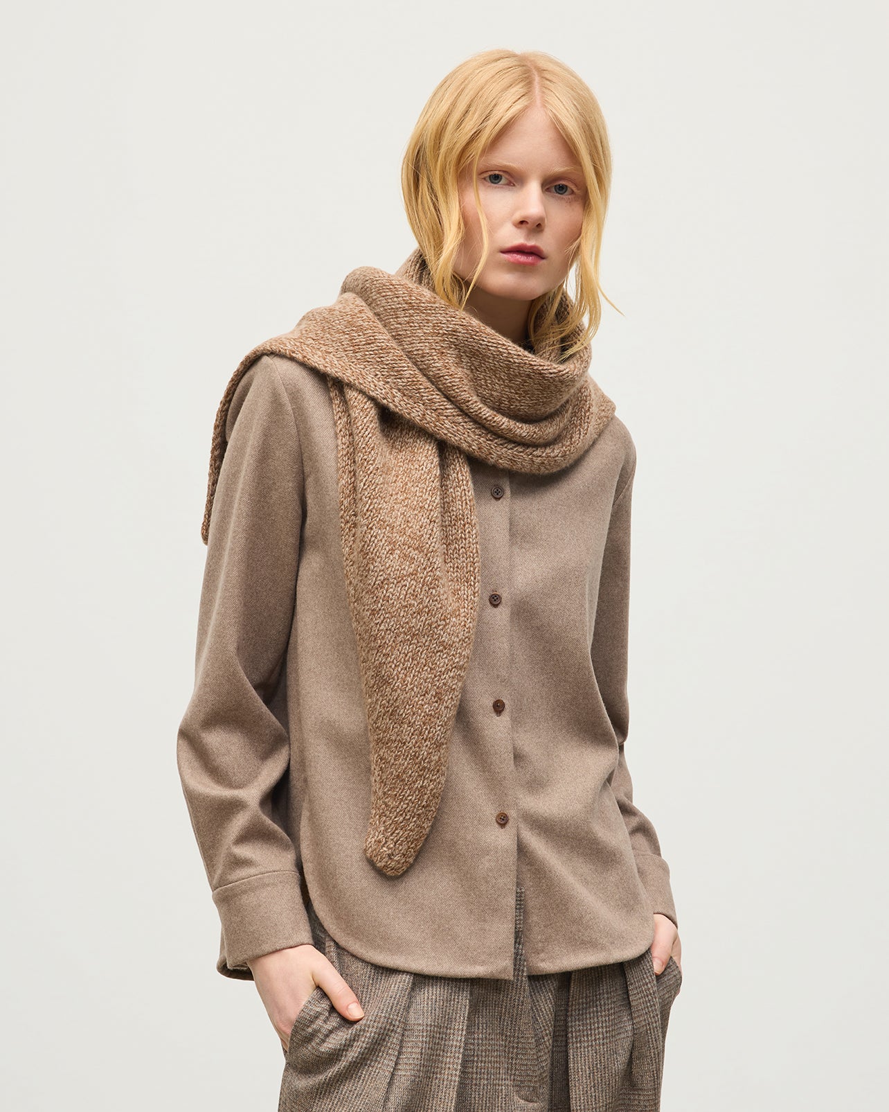 Johnstons of Elgin - Keill Natural Marl Cashmere Triangle