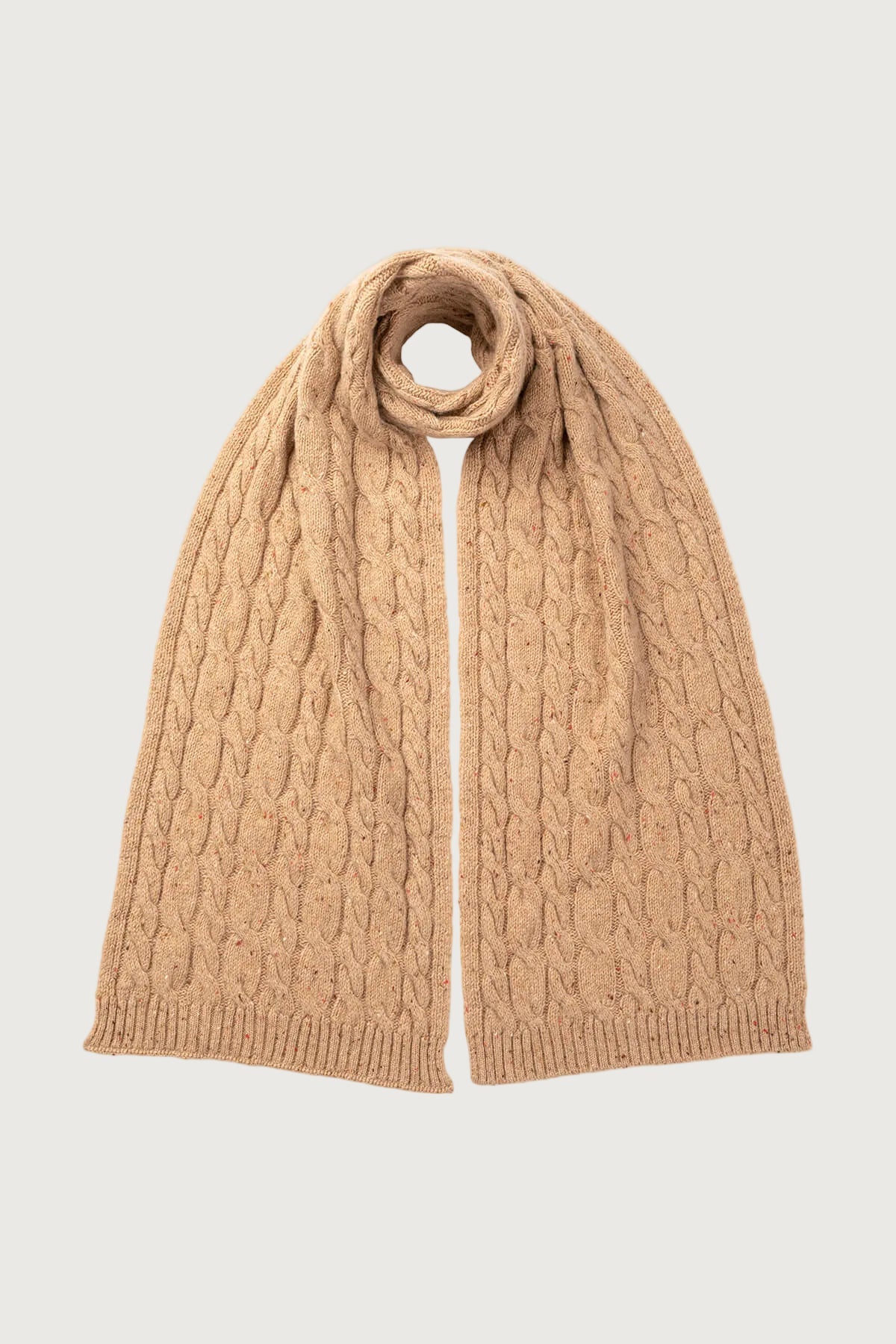 Johnstons of Elgin - Camel Cable Donegal Cashmere Scarf