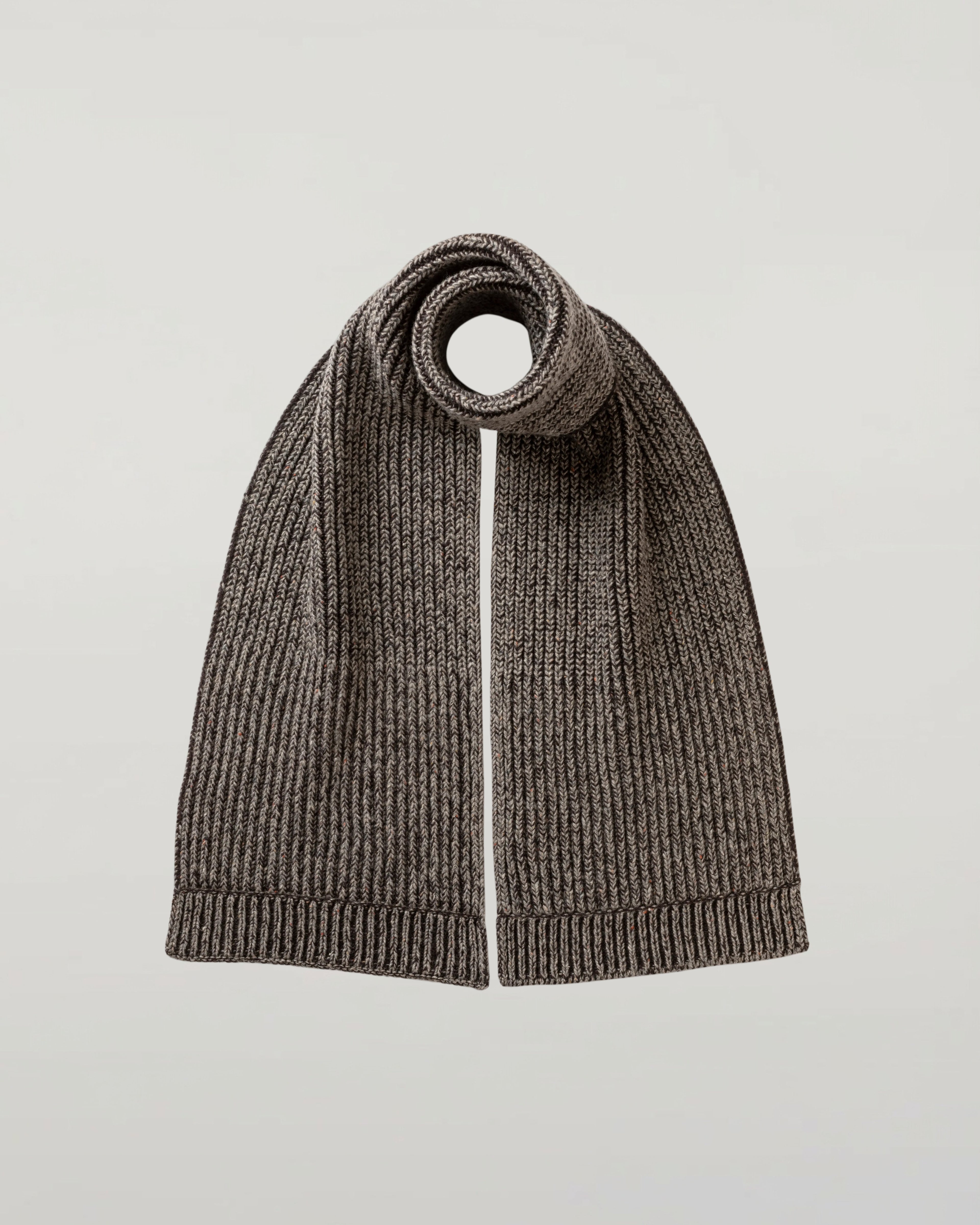 Johnstons of Elgin - Donegal Cashmere Brown Knitted Scarf