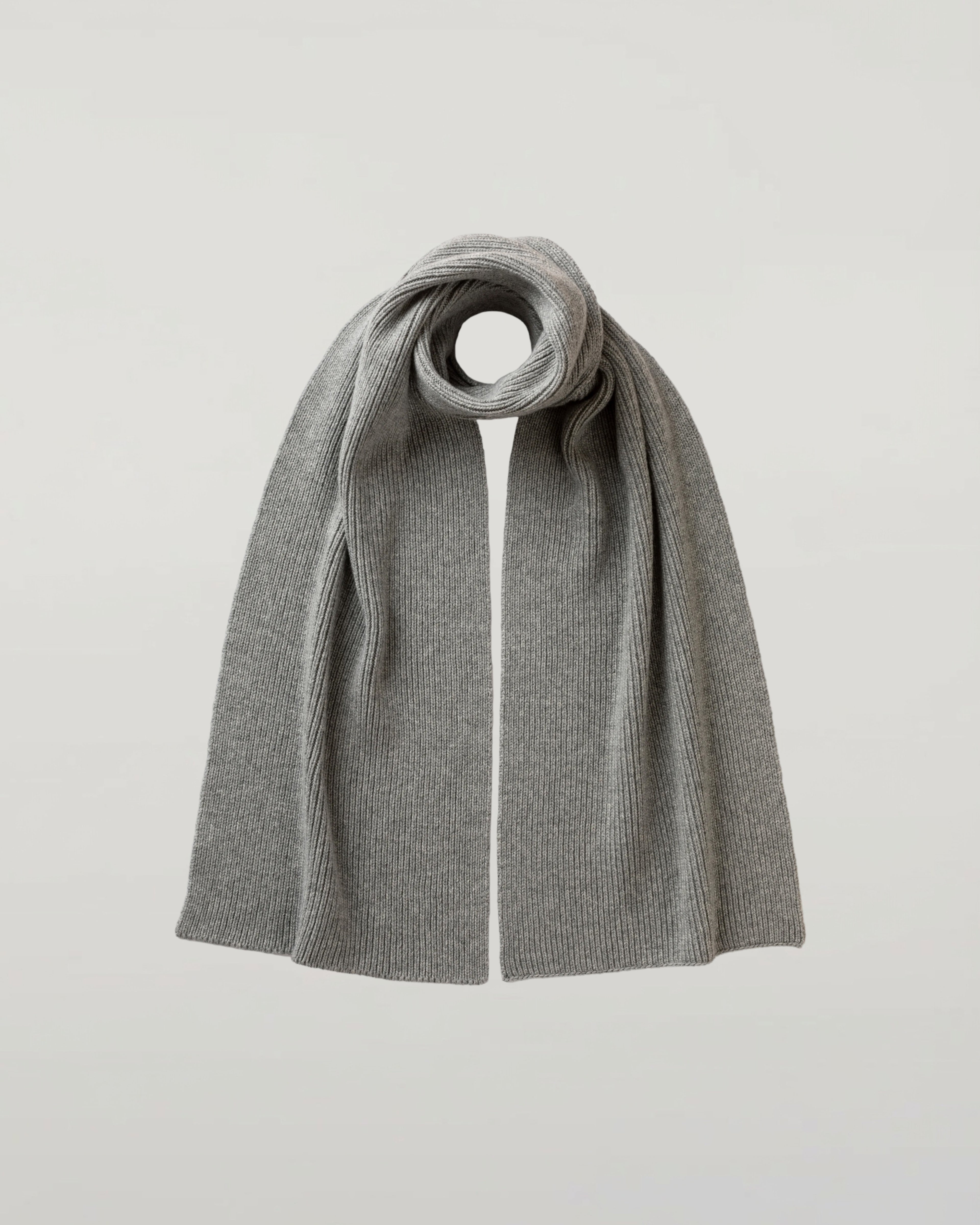 Johnstons of Elgin - Ribbed Light Grey Cashmere Scarf