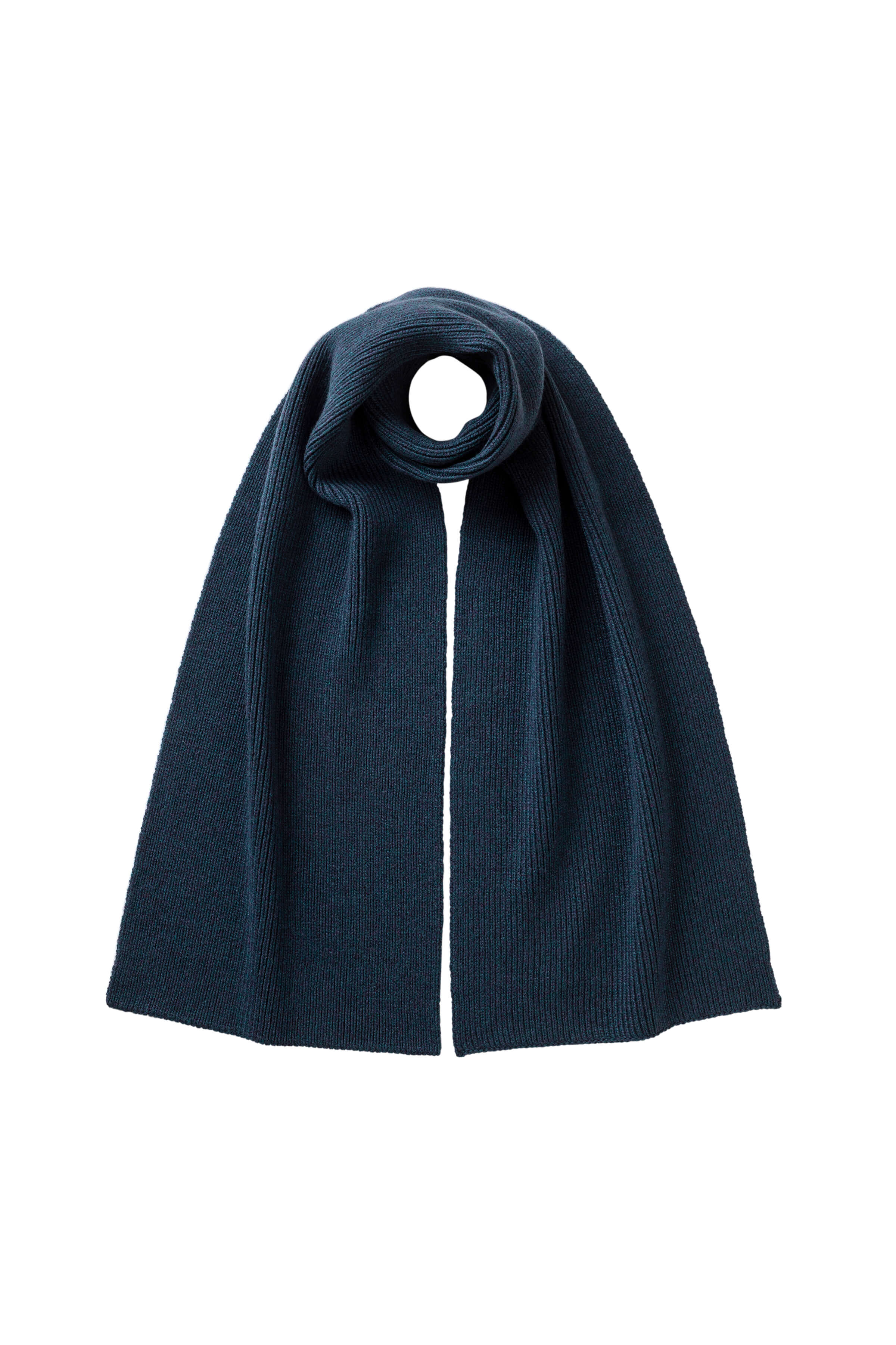 Johnstons of Elgin - Ribbed Navy Cashmere Scarf