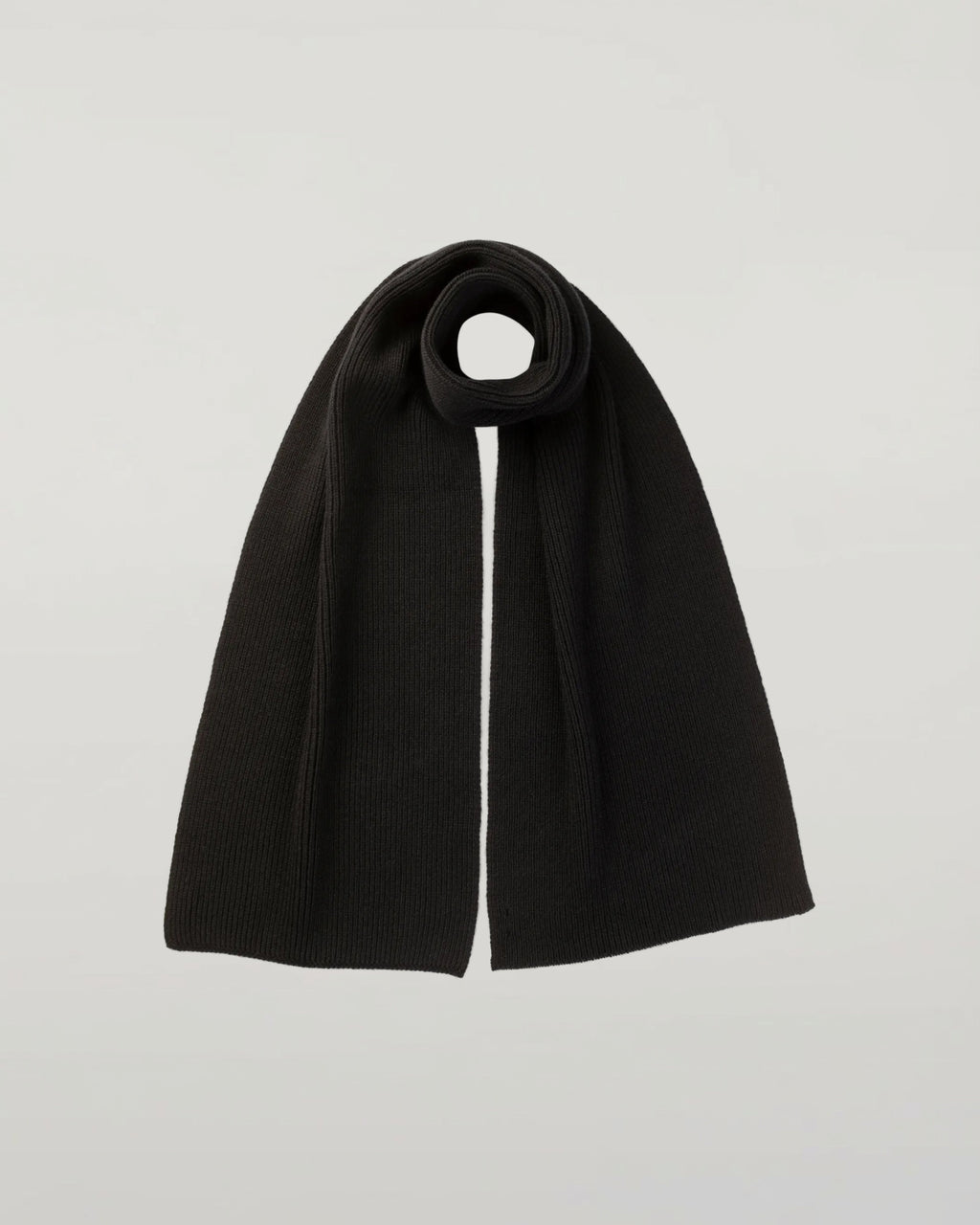Johnstons of Elgin - Ribbed Black Cashmere Scarf