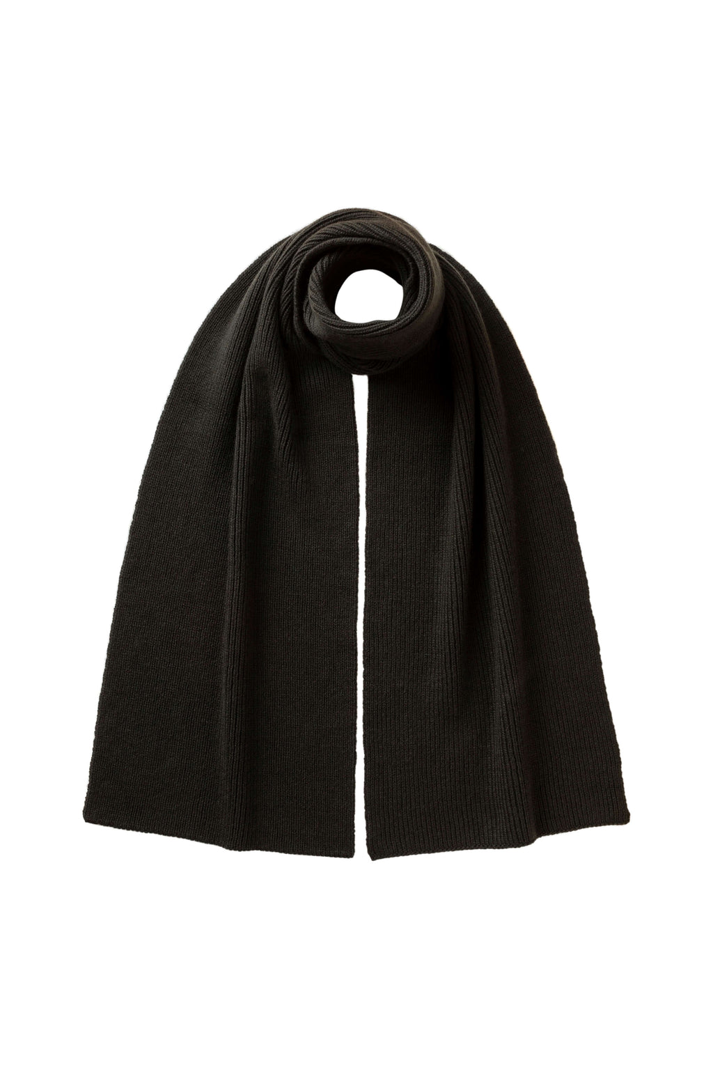 Johnstons of Elgin - Ribbed Dark Grey Cashmere Scarf
