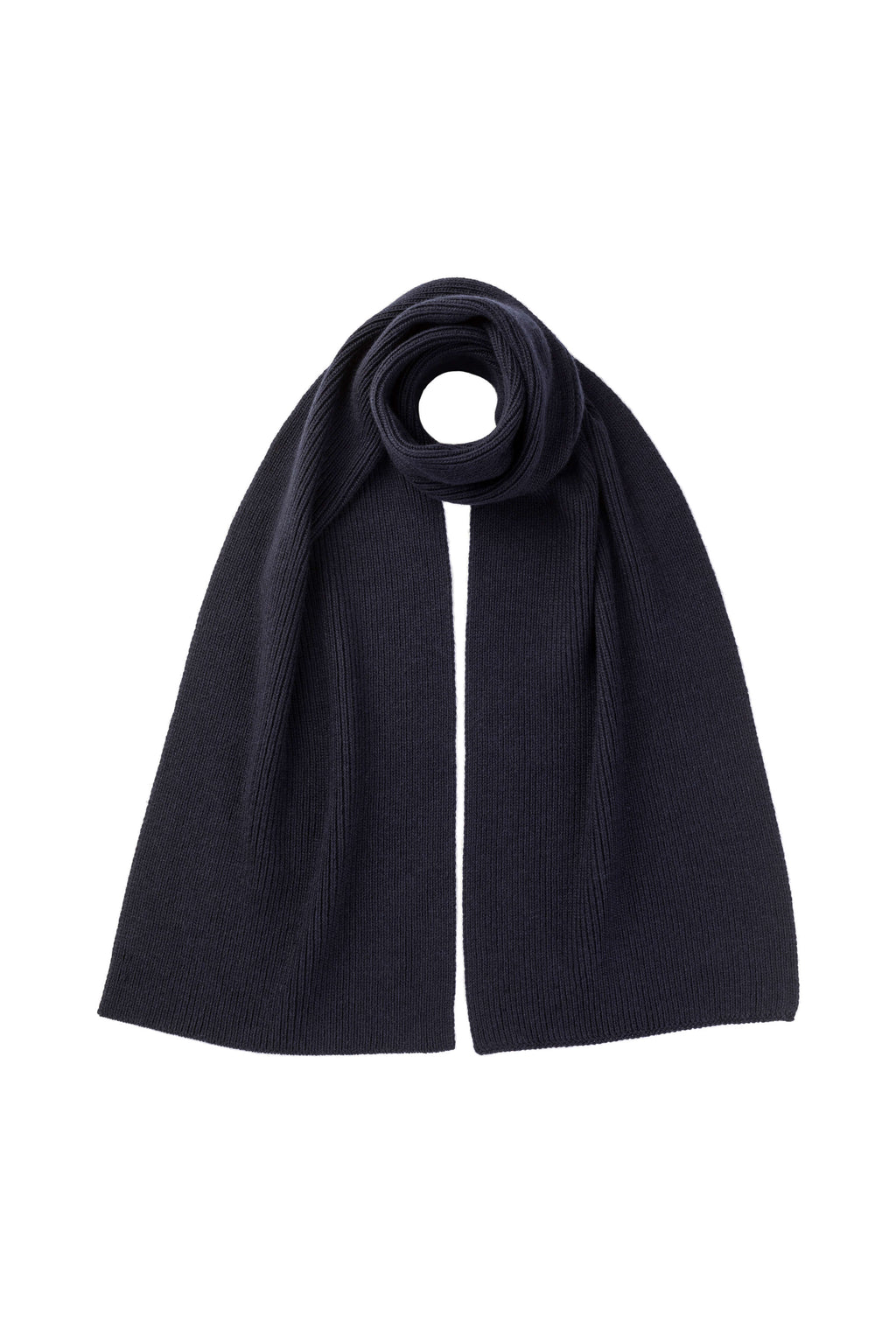 Johnstons of Elgin - Ribbed Dark Navy Cashmere Scarf