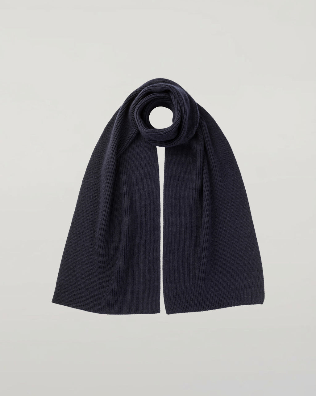 Johnstons of Elgin - Ribbed Dark Navy Cashmere Scarf