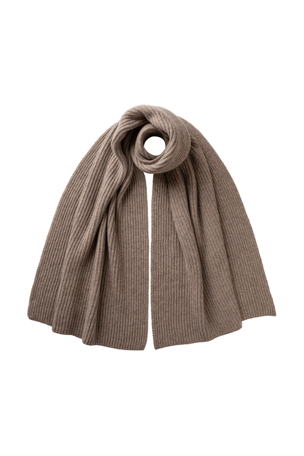 Johnstons of Elgin - Cardigan Stitch Light Brown Cashmere Scarf