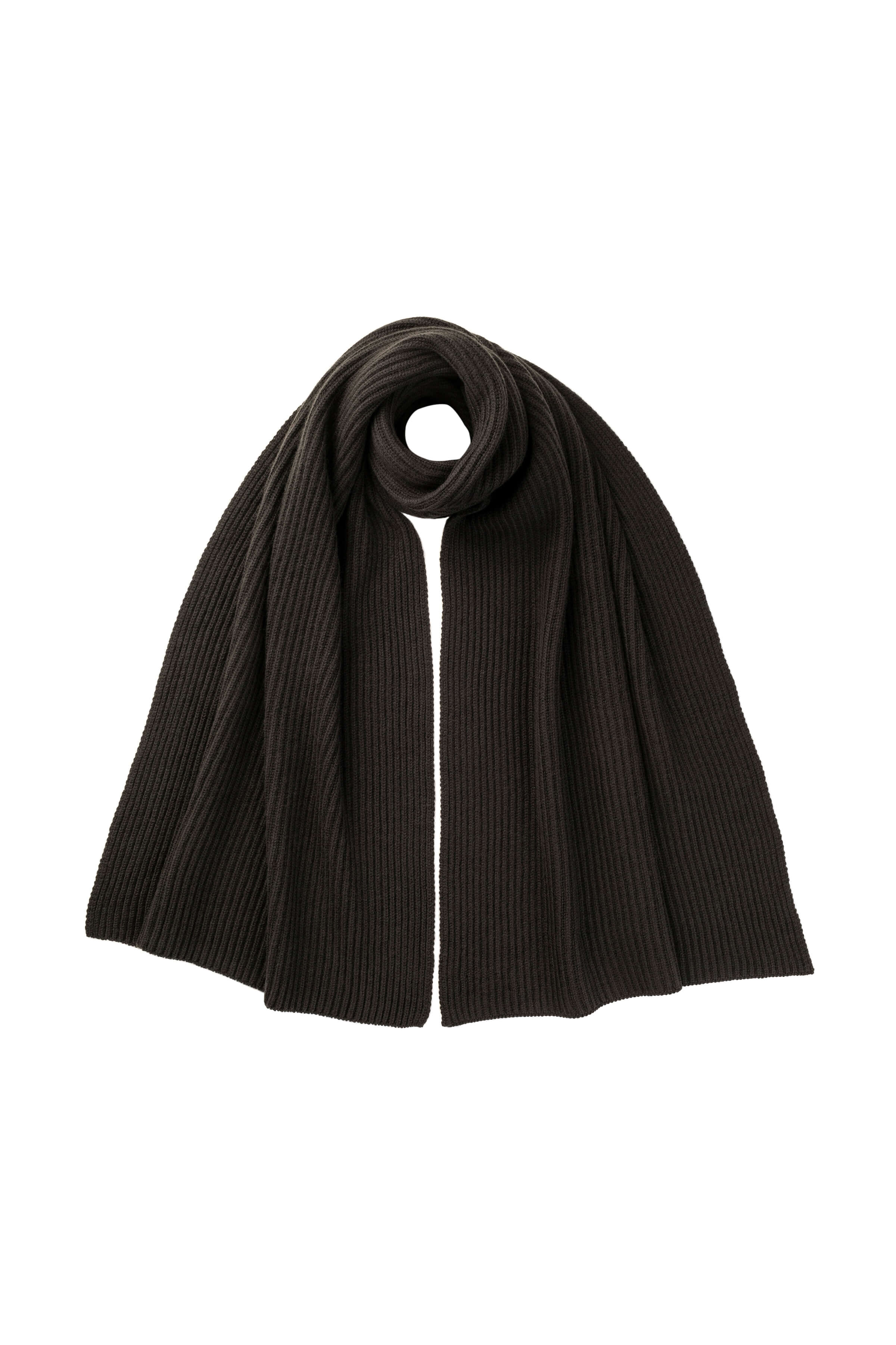 Johnstons of Elgin - Cardigan Stitch Dark Grey Cashmere Scarf