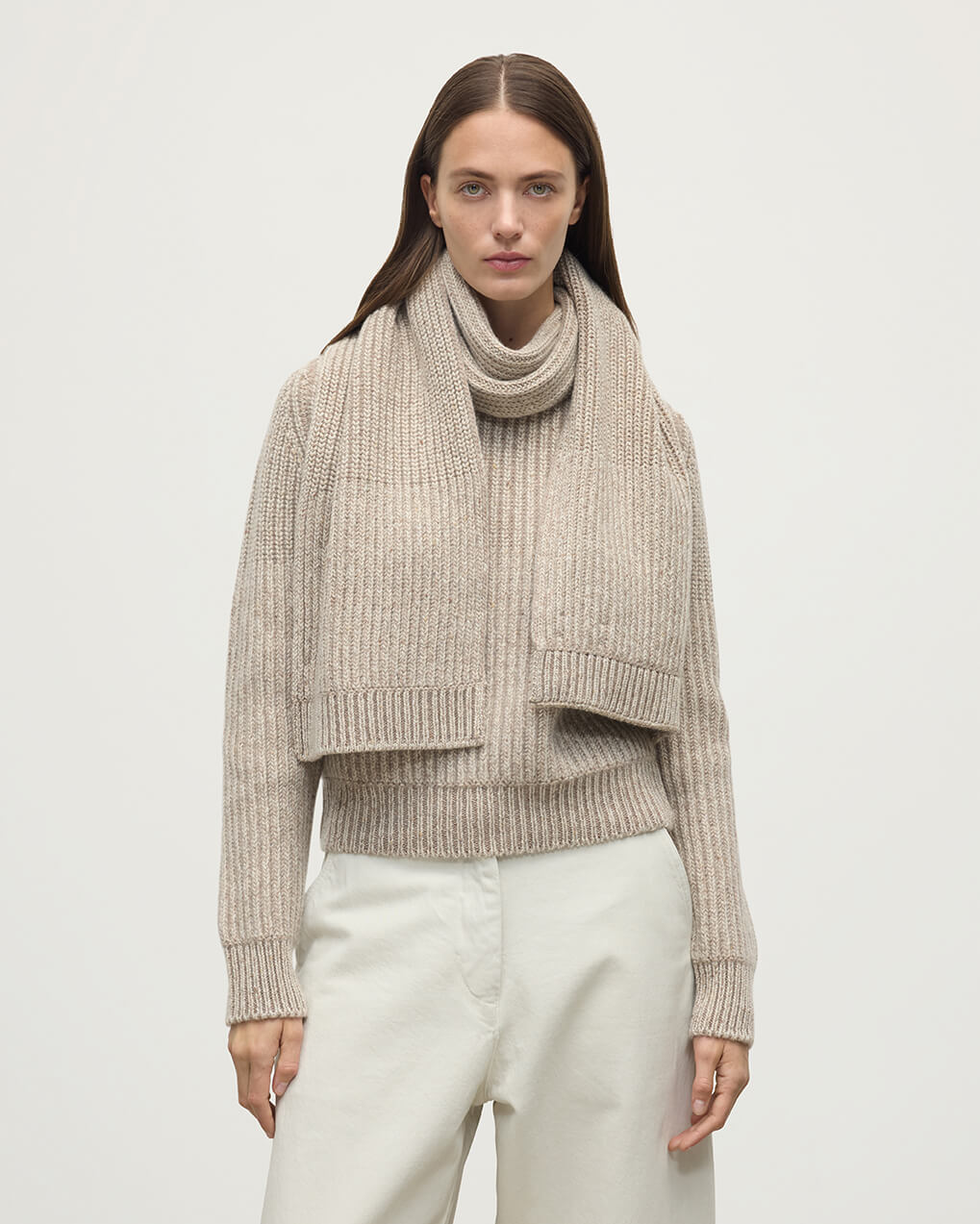 Johnstons of Elgin - Donegal Cashmere Cream Knitted Scarf
