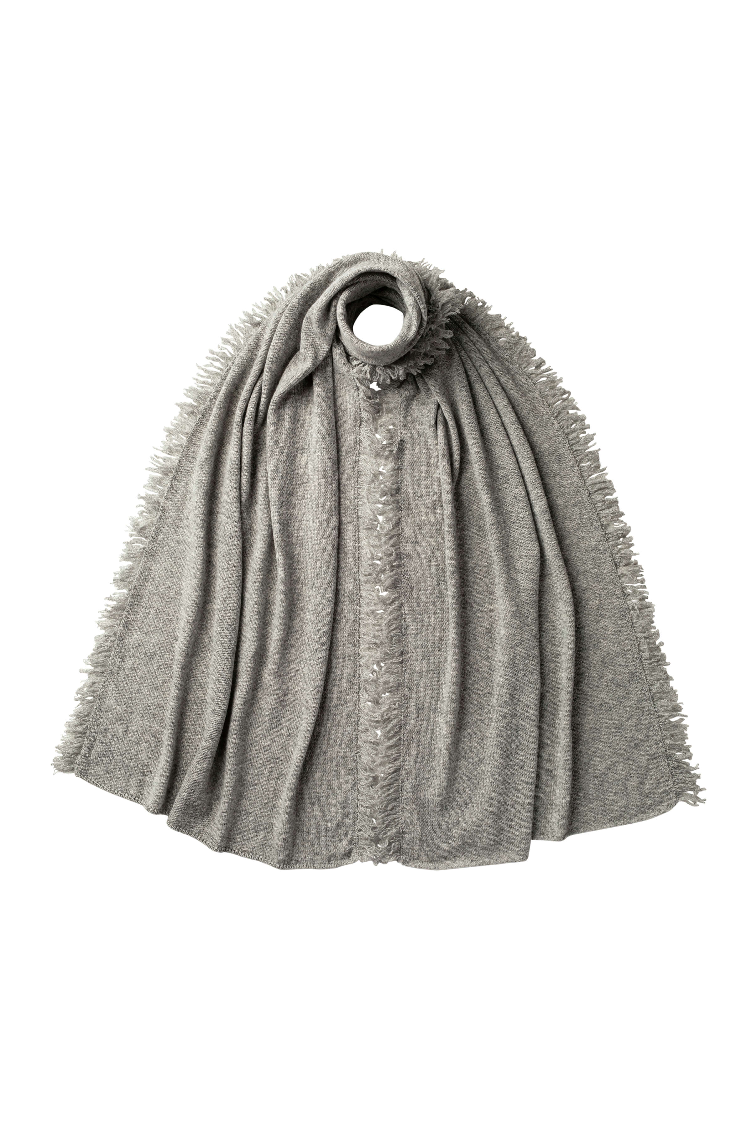 Johnstons of Elgin - Fringed Gauzy Light Grey Cashmere Stole