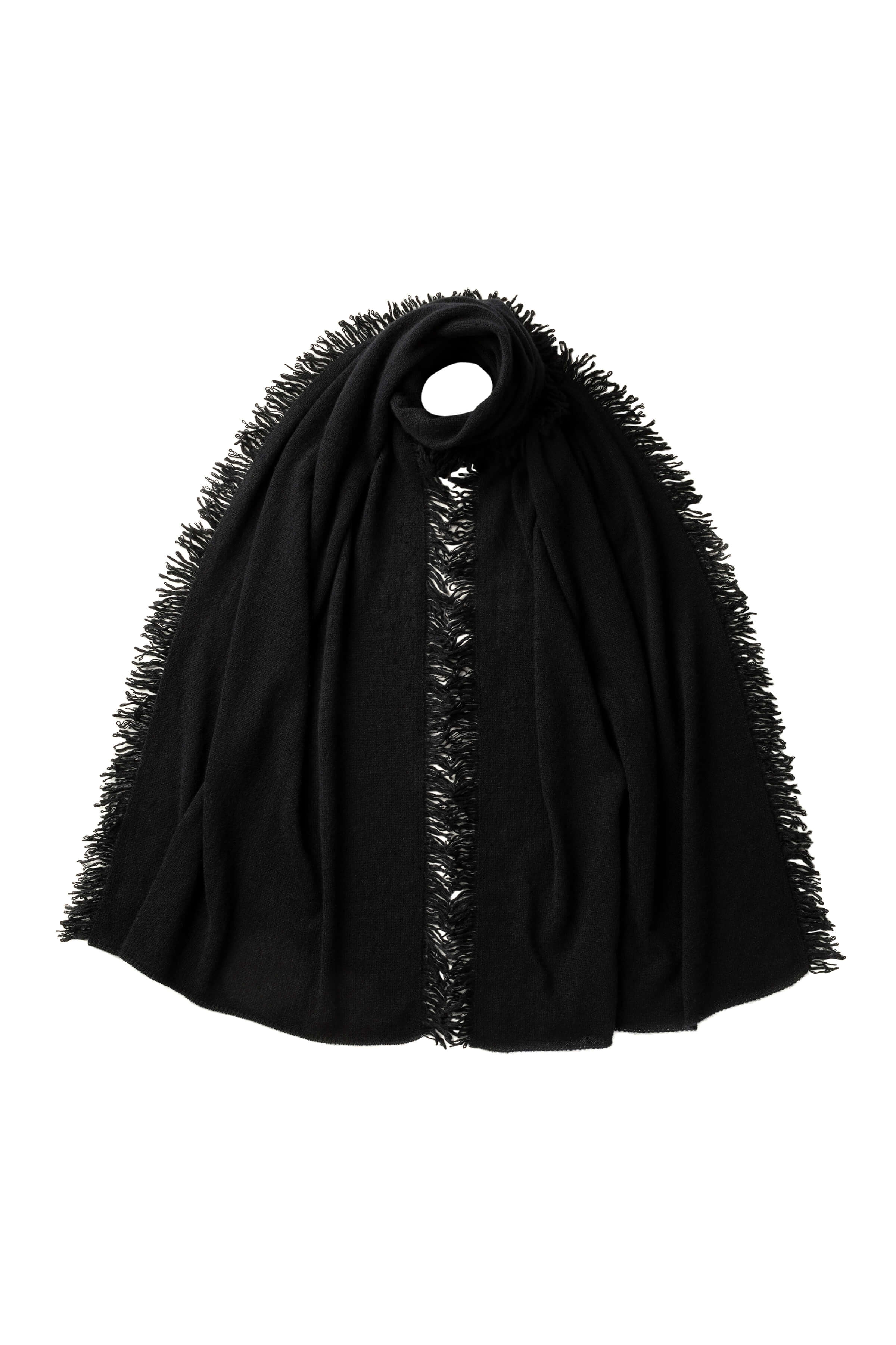 Johnstons of Elgin - Fringed Gauzy Black Cashmere Stole