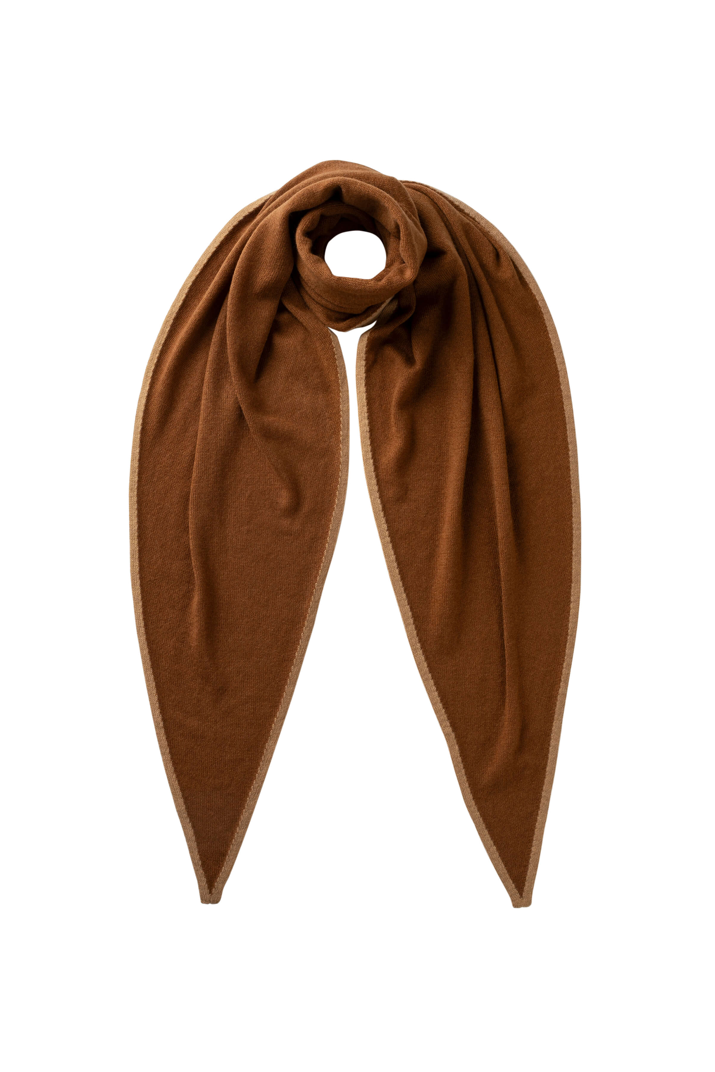Johnstons of Elgin - Gauzy Cashmere Dark Camel Diamond Scarf