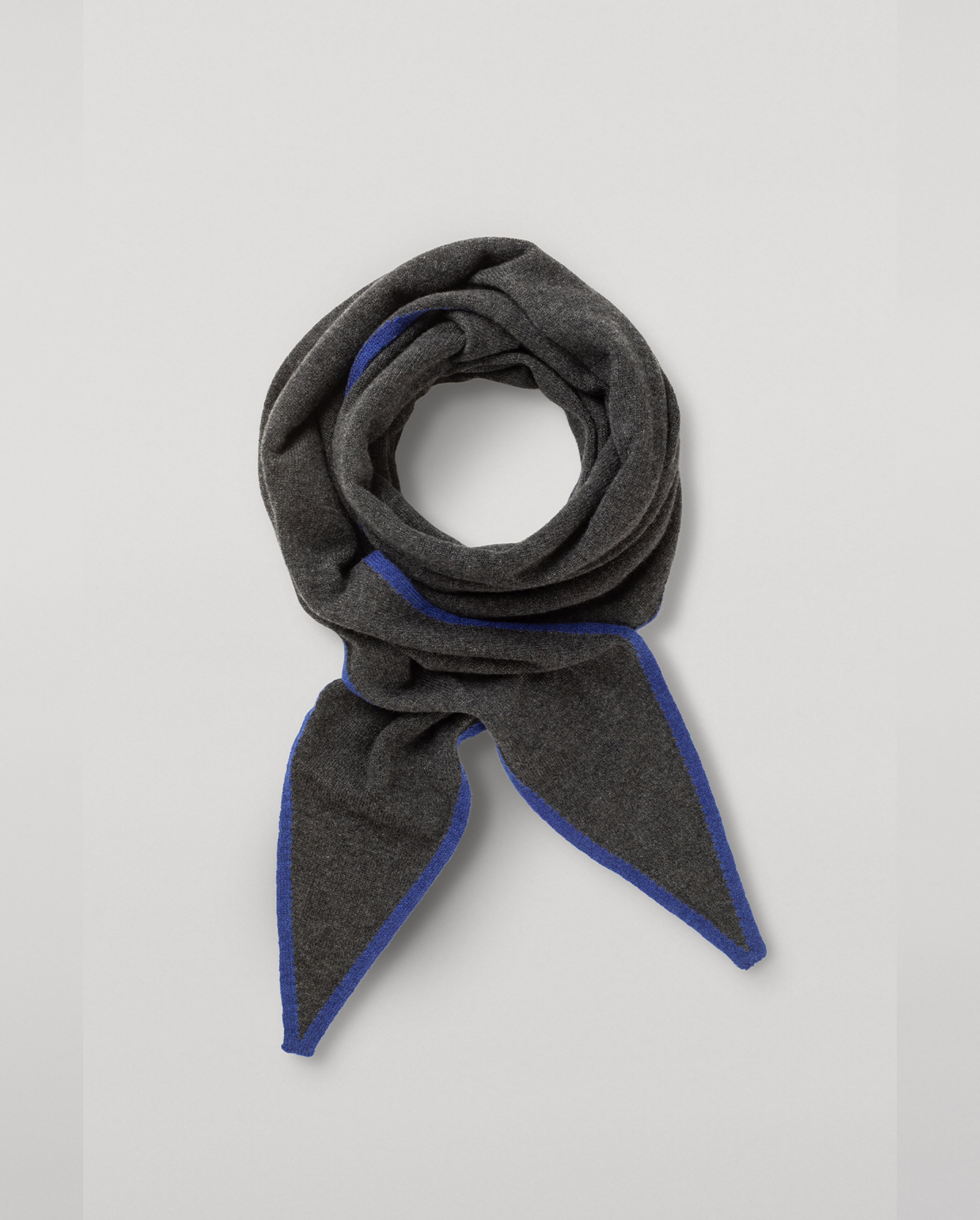 Johnstons of Elgin - Ethel Charcoal & Blue Cashmere Diamond Scarf