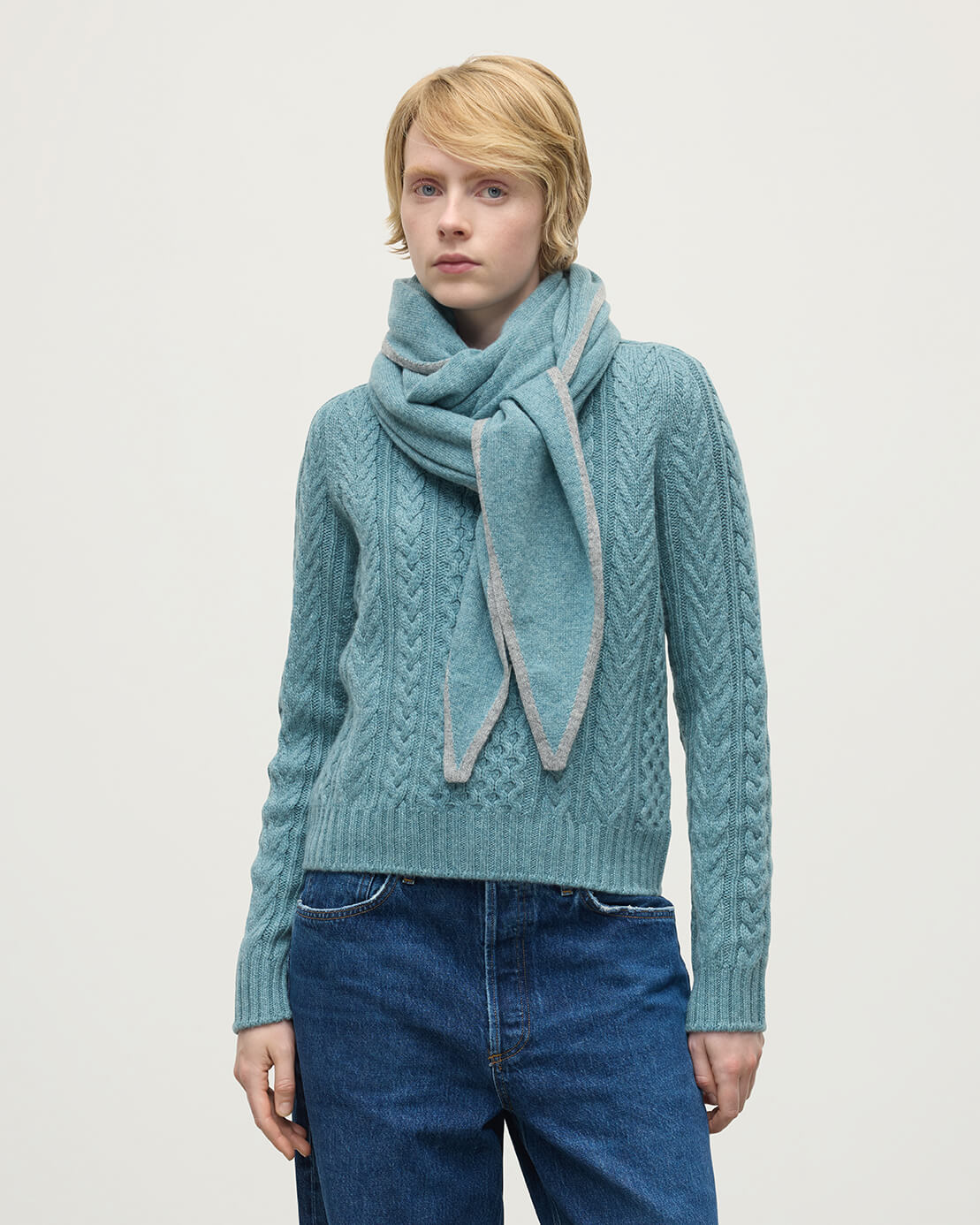 Johnstons of Elgin - Gauzy Cashmere Green Diamond Scarf