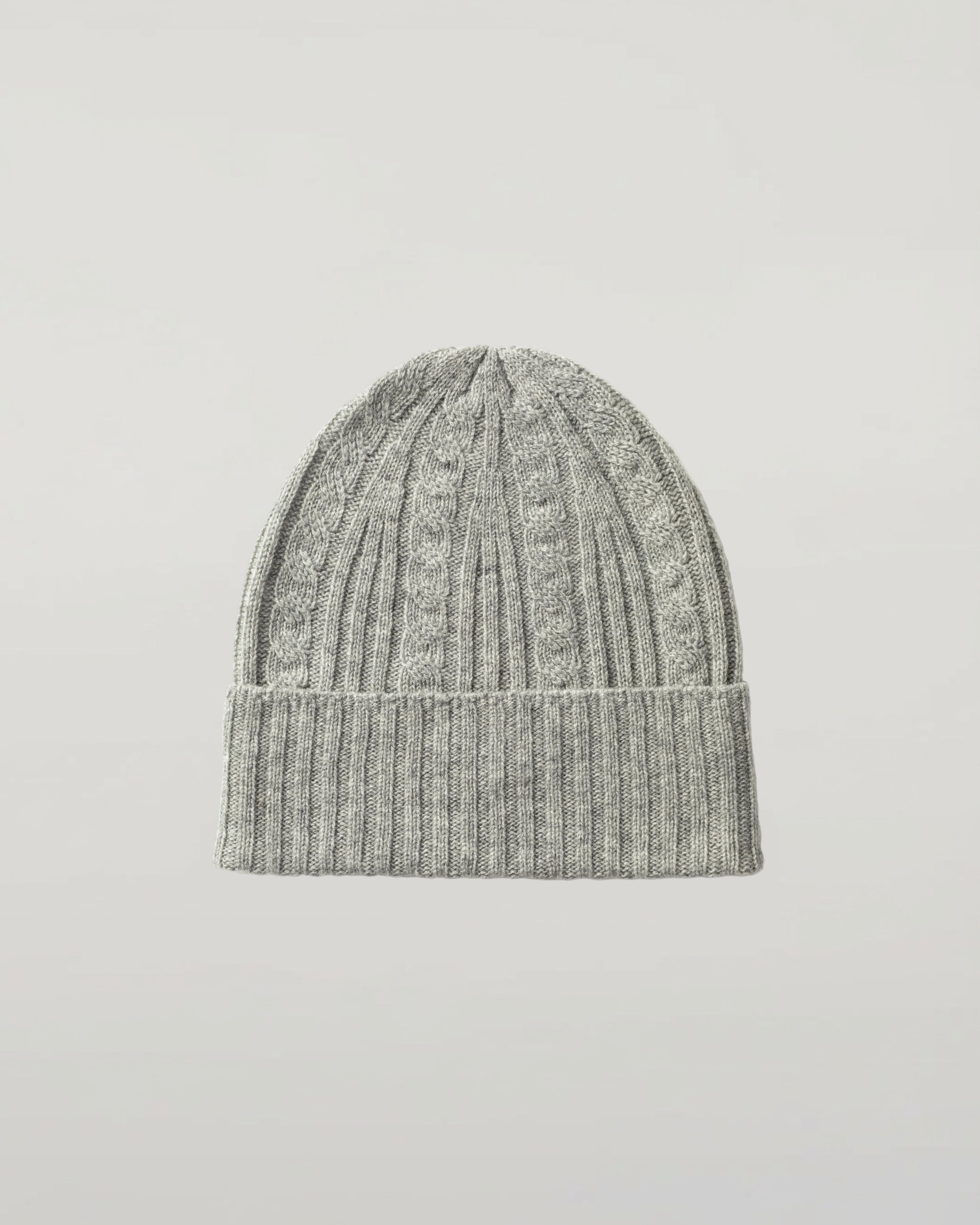 Johnstons of Elgin - Cable & Rib Light Grey Cashmere Beanie