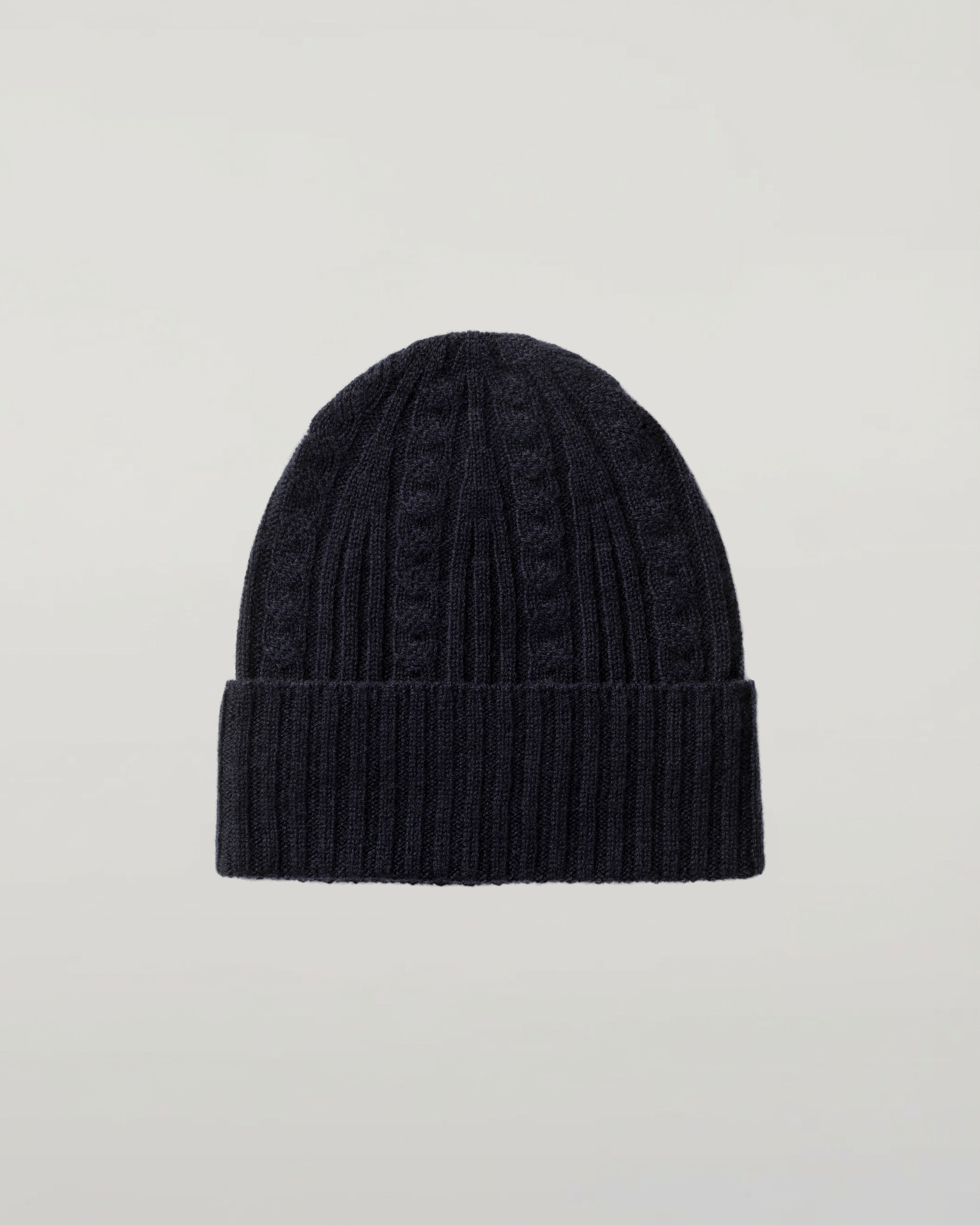 Johnstons of Elgin - Cable & Rib Dark Navy Cashmere Beanie