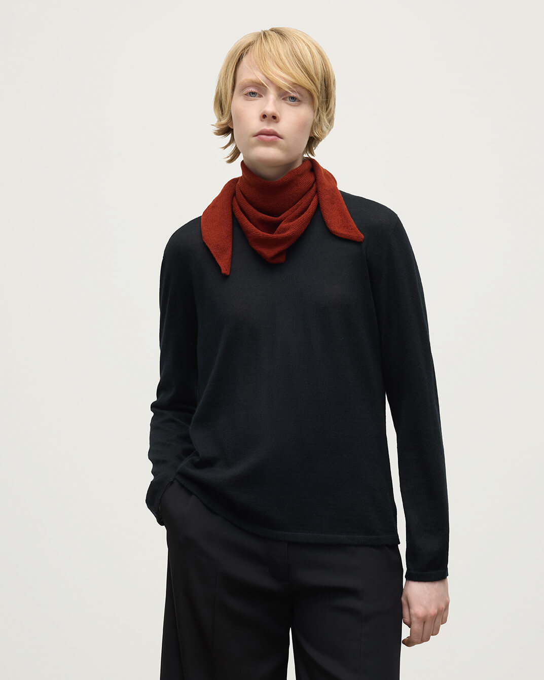 Johnstons of Elgin - Gauzy Cashmere Dark Red Triangle Neck Tie
