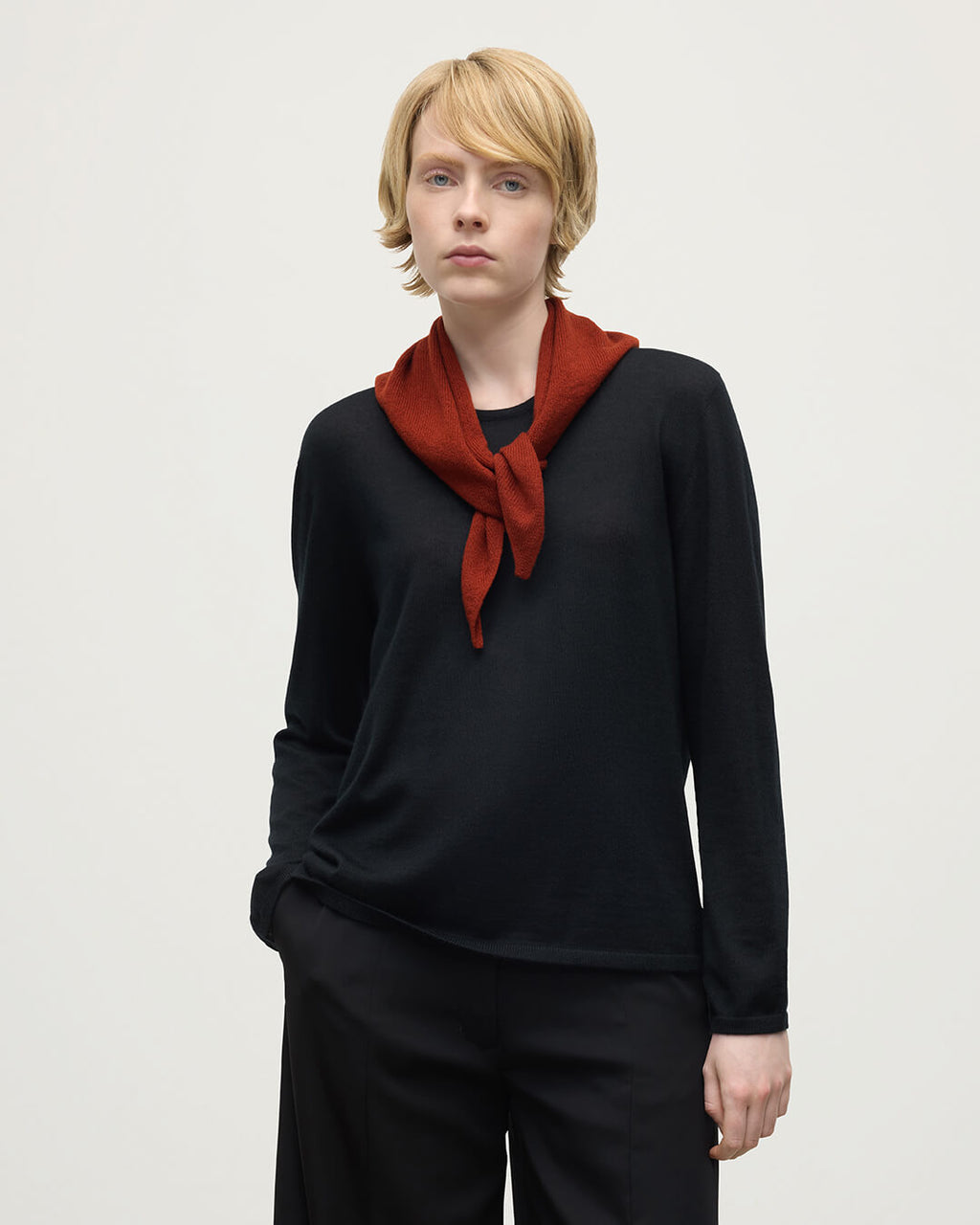 Johnstons of Elgin - Gauzy Cashmere Dark Red Triangle Neck Tie