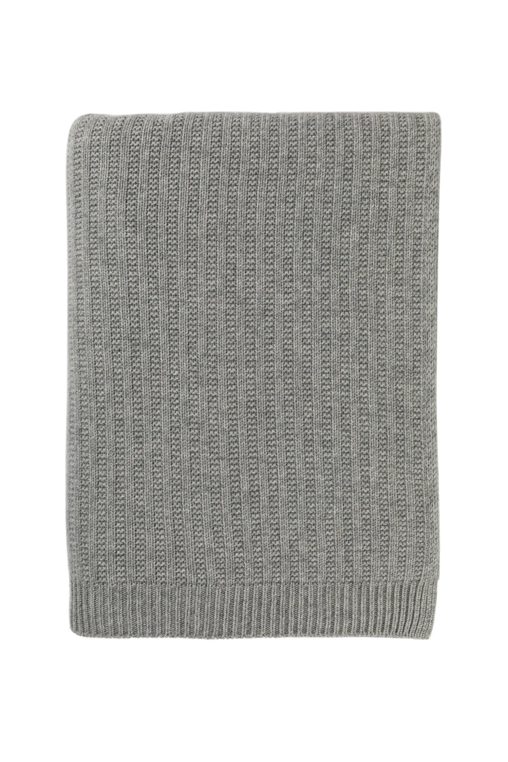Johnstons of Elgin - Texture Knitted Light Grey Cashmere Throw