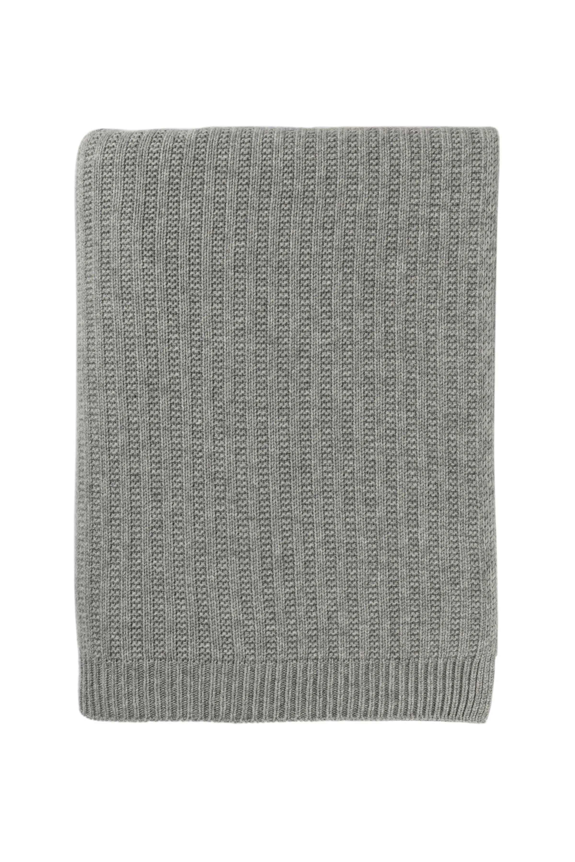 Johnstons of Elgin - Texture Knitted Light Grey Cashmere Throw