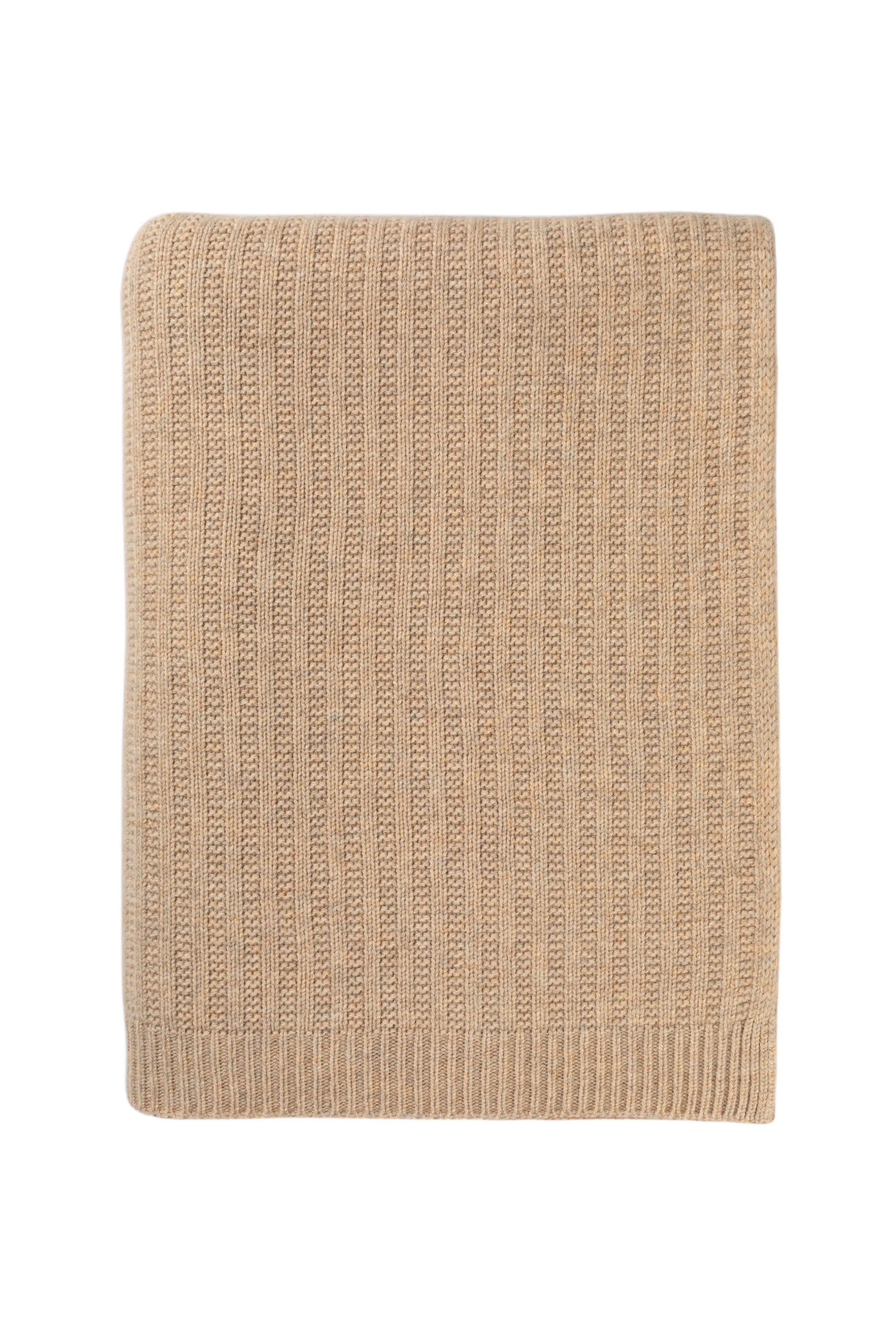 Johnstons of Elgin - Texture Knitted Cashmere Throw in Oatmeal