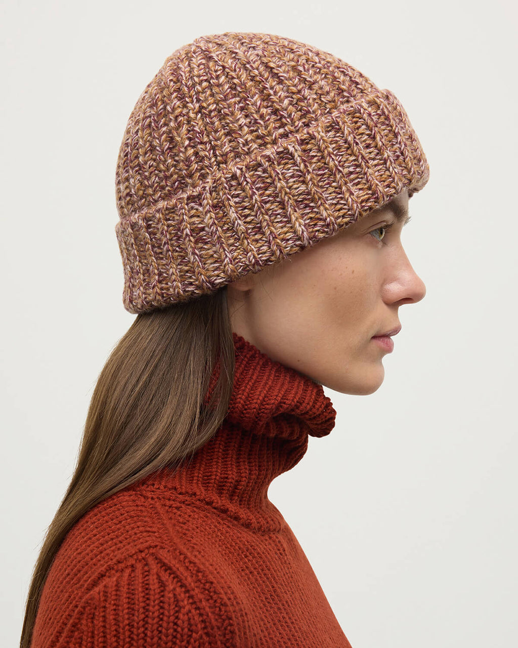 Johnstons of Elgin - Half Cardigan Stich Red Cashmere Beanie