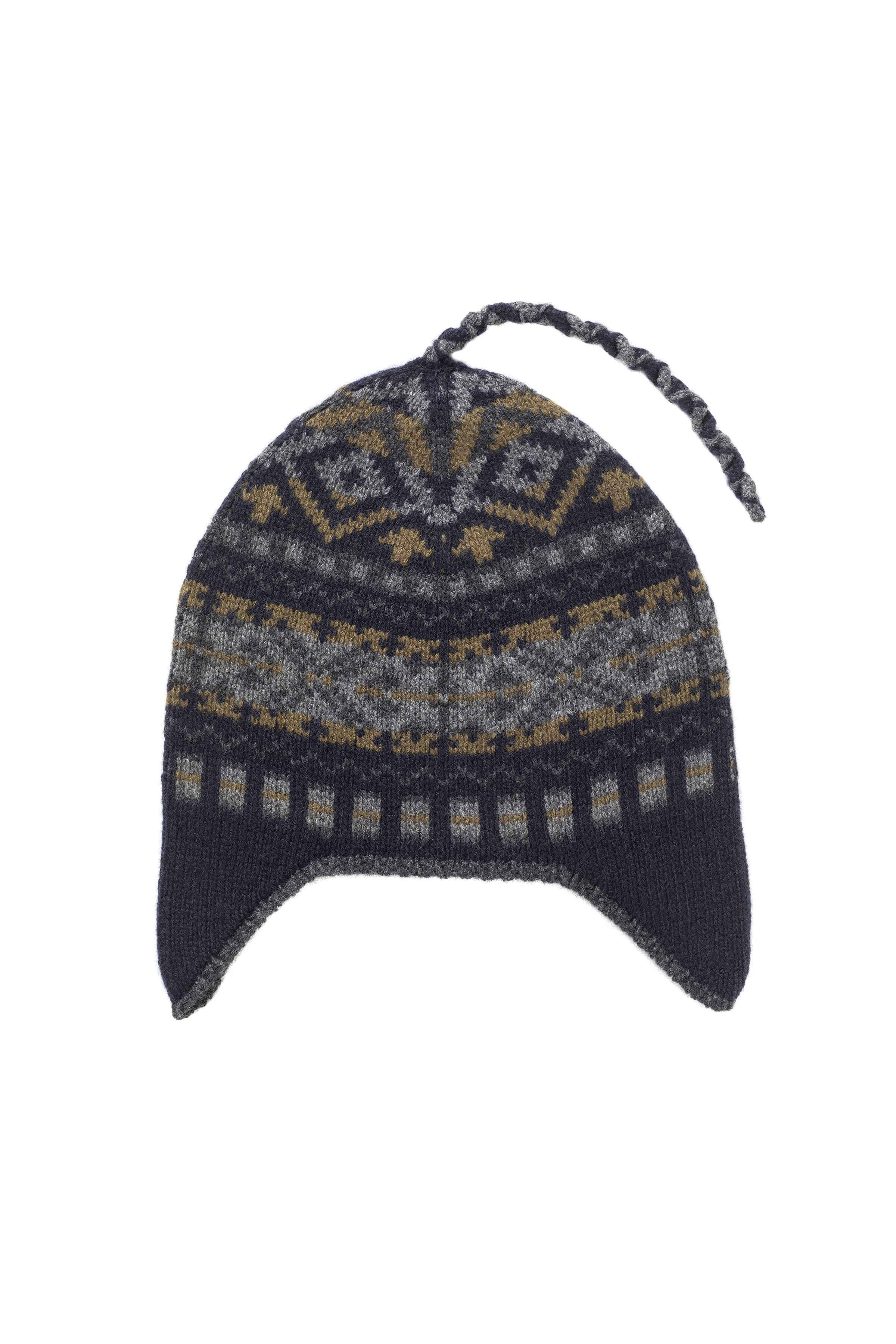 Johnstons of Elgin - Cashmere Dark Navy Fairisle Inca Beanie