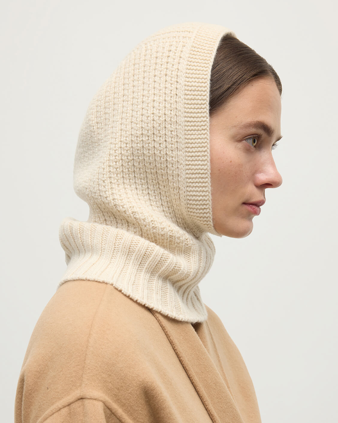 Johnstons of Elgin - Waffle Stitch Cream Cashmere Hood