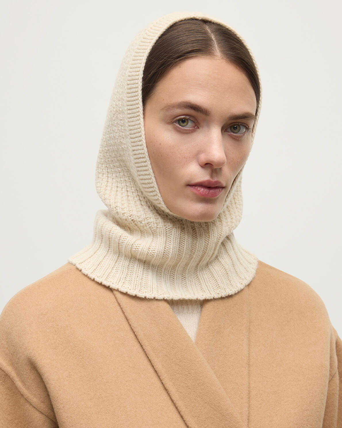 Johnstons of Elgin - Waffle Stitch Cream Cashmere Hood
